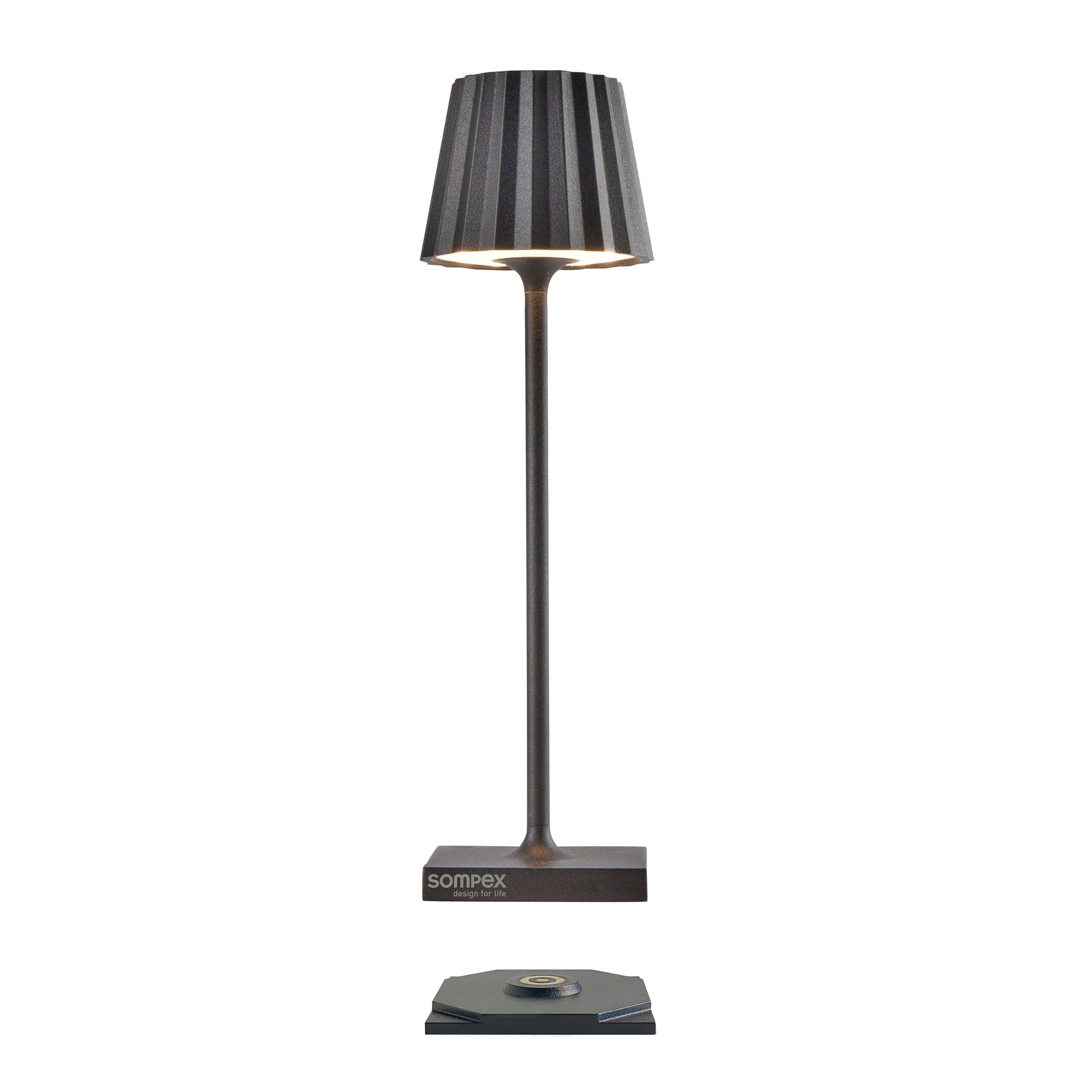 Sompex Troll Nano Antraciet│Oplaadbare Tafellamp│Buitenlamp│art. 78580│met draadloze oplader