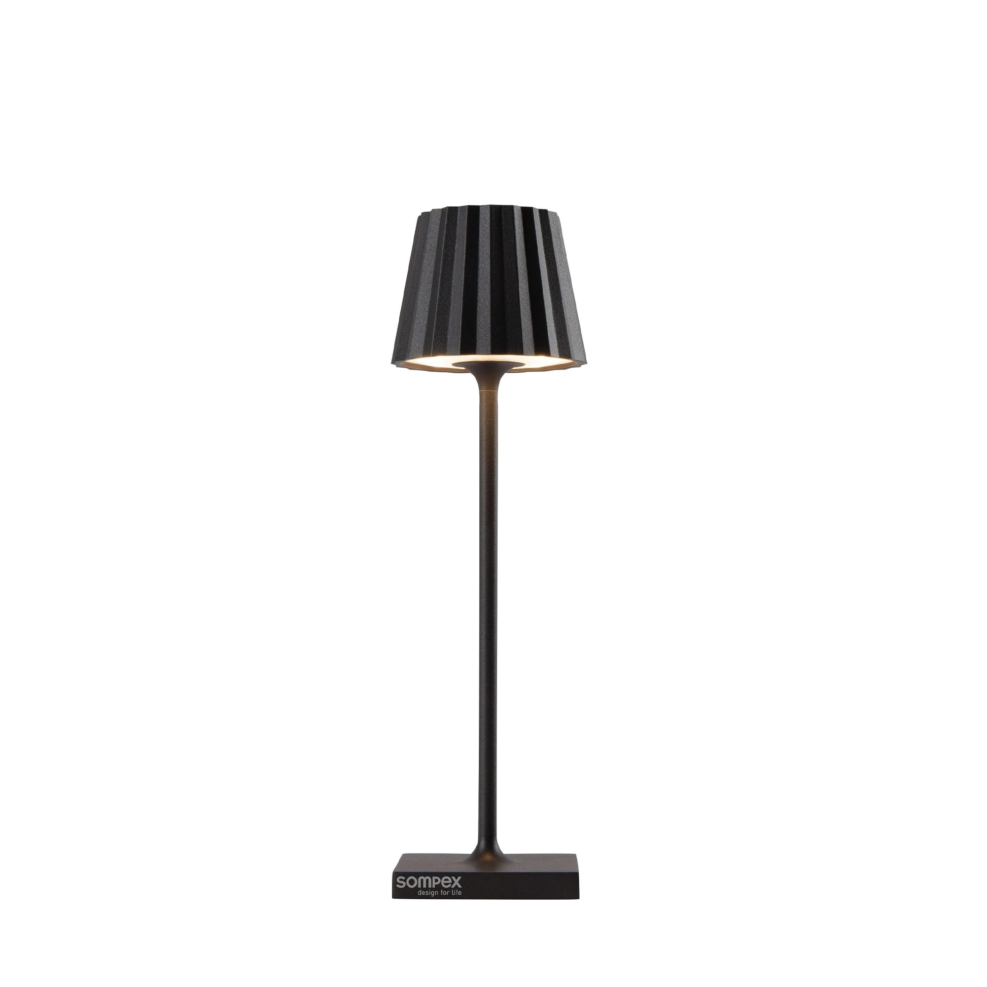 Sompex Troll Nano Zwart│Oplaadbare Tafellamp│Buitenverlichting│art. 78571│voorkant met witte achtergrond