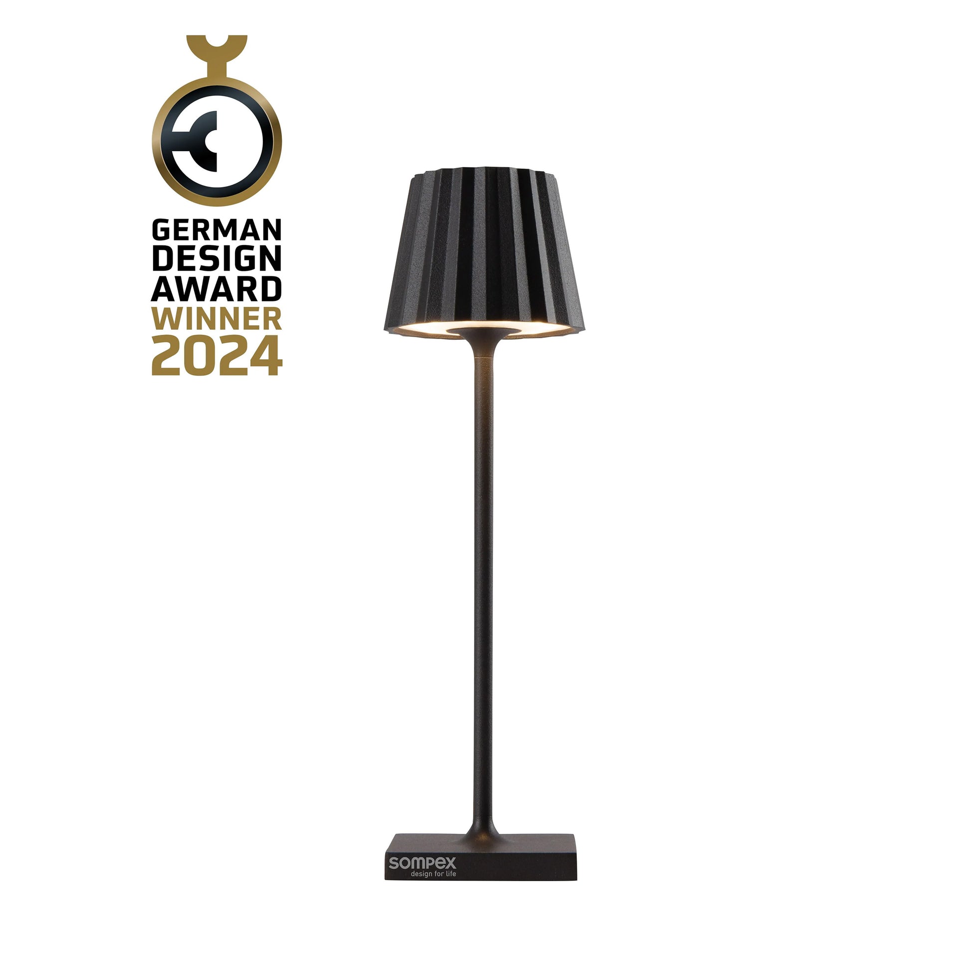 Sompex Troll Nano Zwart│Oplaadbare Tafellamp│Buitenverlichting│art. 78571│met logo German Design Award winner 22024