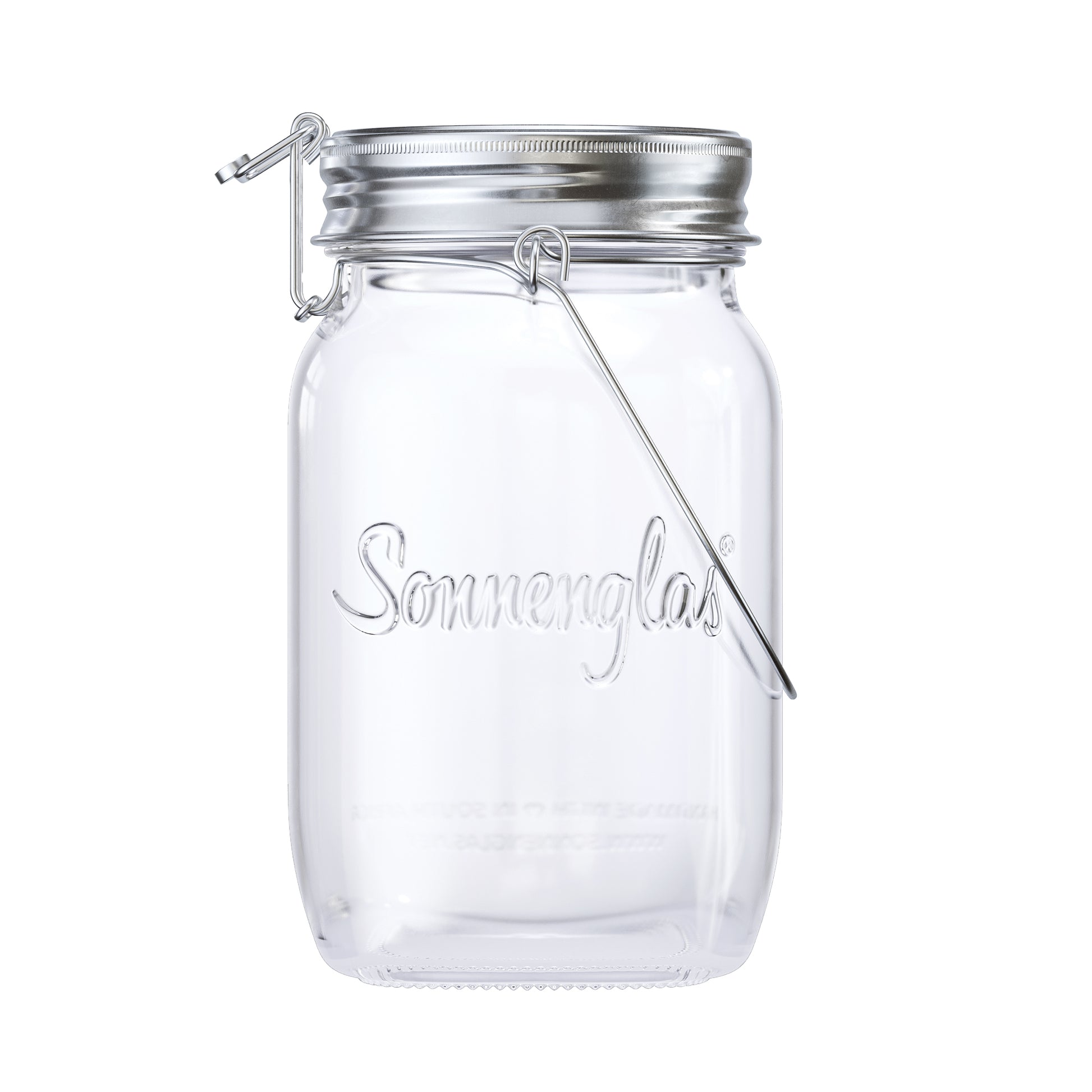 Sonnenglas Classic Gen6│Licht in een Glazen Pot│oplaadbare lantaarn op zonne-energie│voorkant met witte achtergrond
