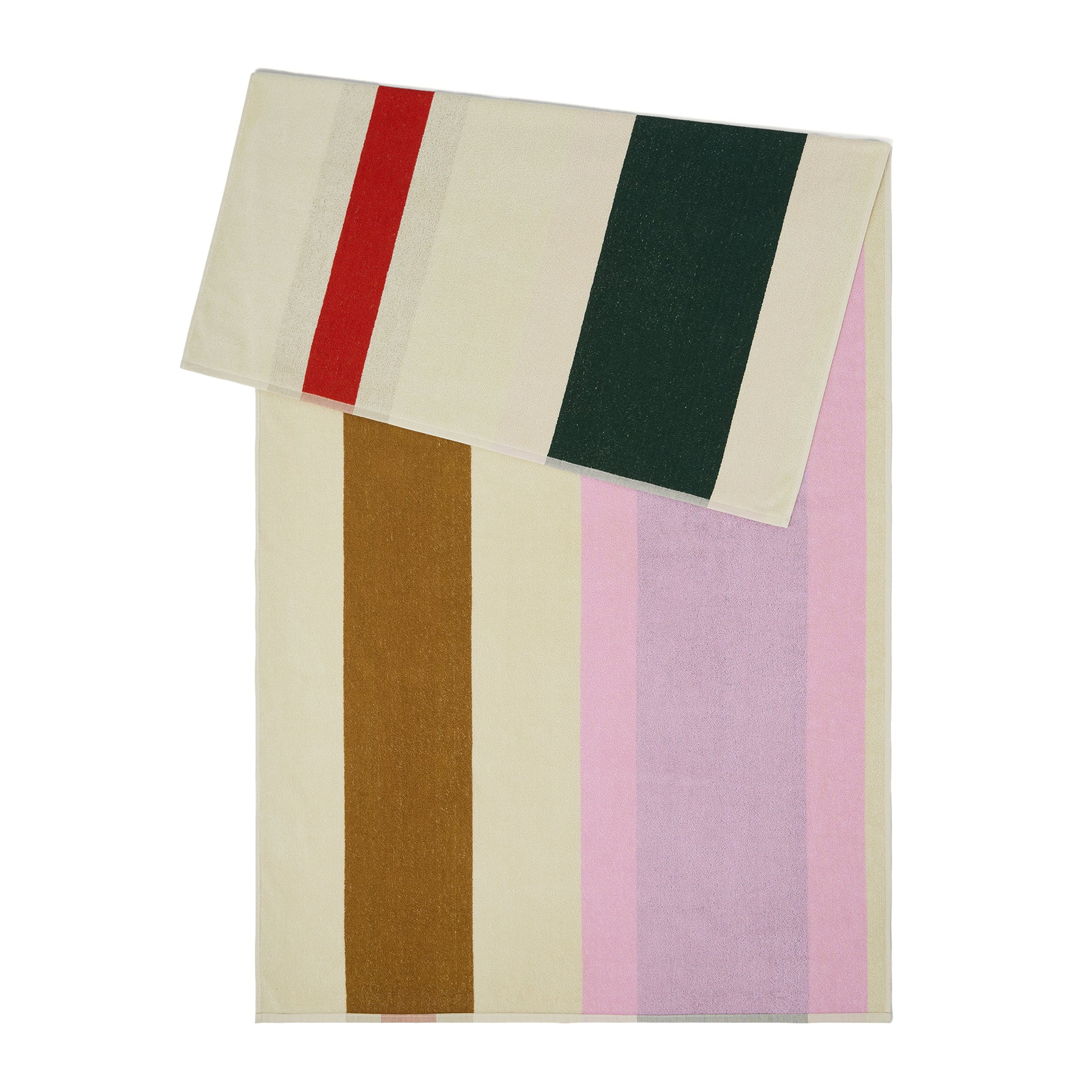 Strandlaken Martens & Martens Red Dark Green Toffee&Pink Suite702│art. CMMTT90REDGTOPI│achterkant met omvouw