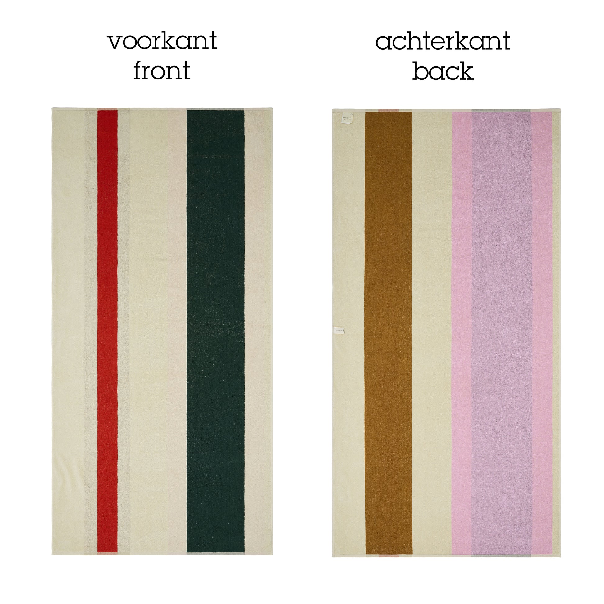 Strandlaken Martens & Martens Red Dark Green Toffee&Pink Suite702│art. CMMTT90REDGTOPI│voor- en achterkant