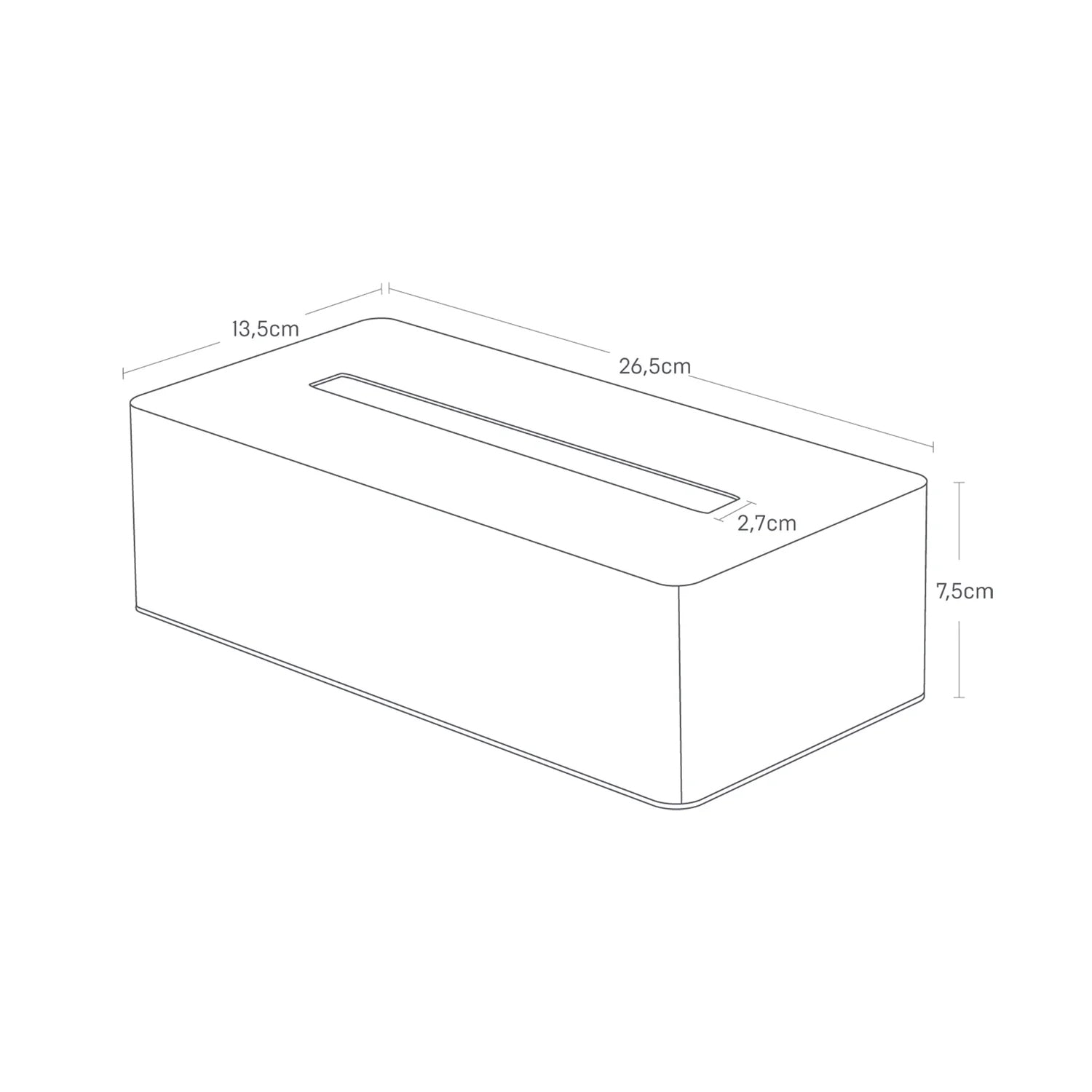 Tower Tissuebox Staal Zwart│Yamazaki│art. 04216│tekening afmetingen