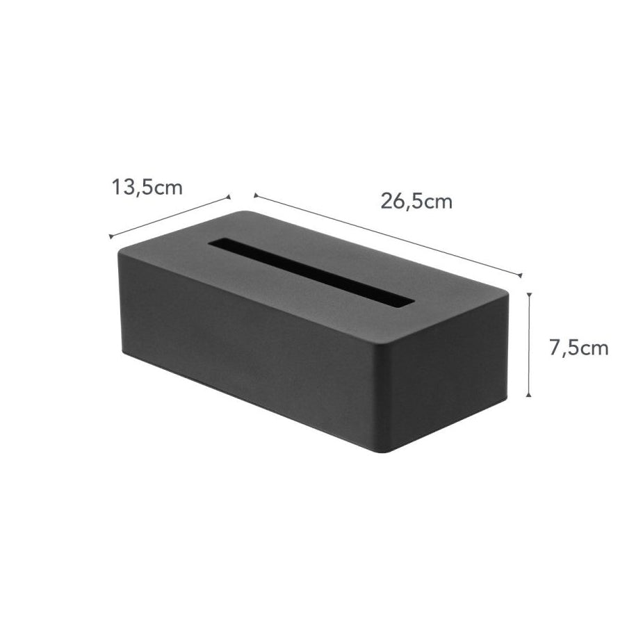 Tower Tissuebox Staal Zwart│Yamazaki│art. 04216│vooraanzicht met afmetingen