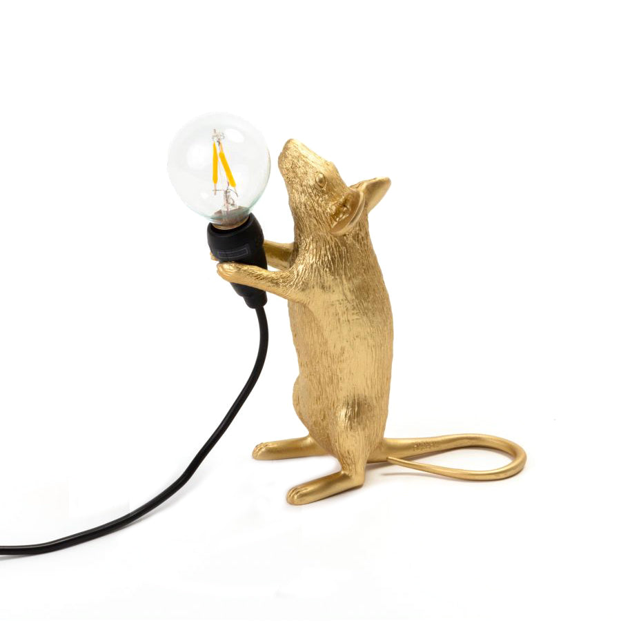Deze muis wil je graag in huis hebben! Hij is ontworpen door Marcantonio voor het merk Seletti, en verkrijgbaar in 3 varianten: Staand, liggend en zittend. De nieuwe versie van dit iconische lampje is uitgevoerd met een standaard E14 fitting en een USB aansluiting.