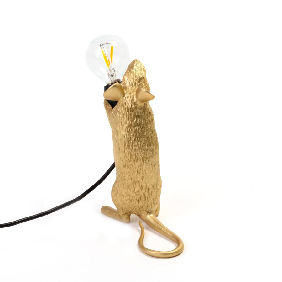 Deze muis wil je graag in huis hebben! Hij is ontworpen door Marcantonio voor het merk Seletti, en verkrijgbaar in 3 varianten: Staand, liggend en zittend. De nieuwe versie van dit iconische lampje is uitgevoerd met een standaard E14 fitting en een USB aansluiting.
