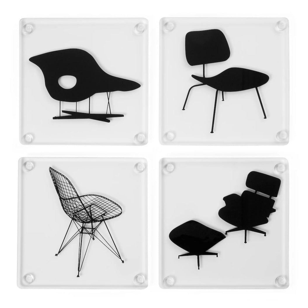 Eames Chair Coasters│Onderzetters set/4│foto bovenkant in vierkant gelegd