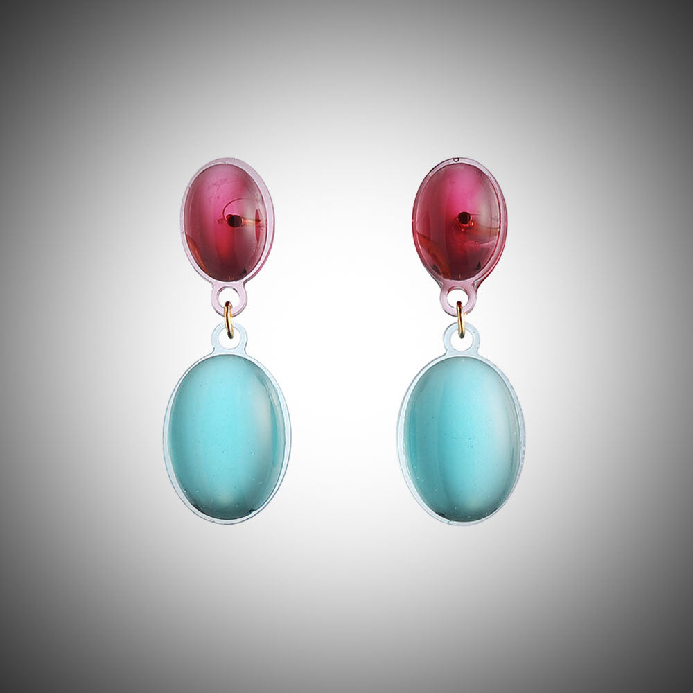 Bolle Doppio Earrings Pink-Turqouise│Corsari Jewels│Oorbellen│foto met vignet