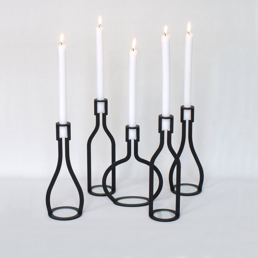 Bottlekandelaar Roséfles│Peter van de water voor Goods│art. BK 10.02│verschillende designs met witte kaars