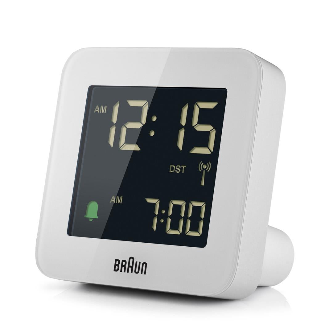 Braun Wekker Digitaal BC09W-DCF│Wit│Radiogestuurd│voorkant schuin links zonder verlichting
