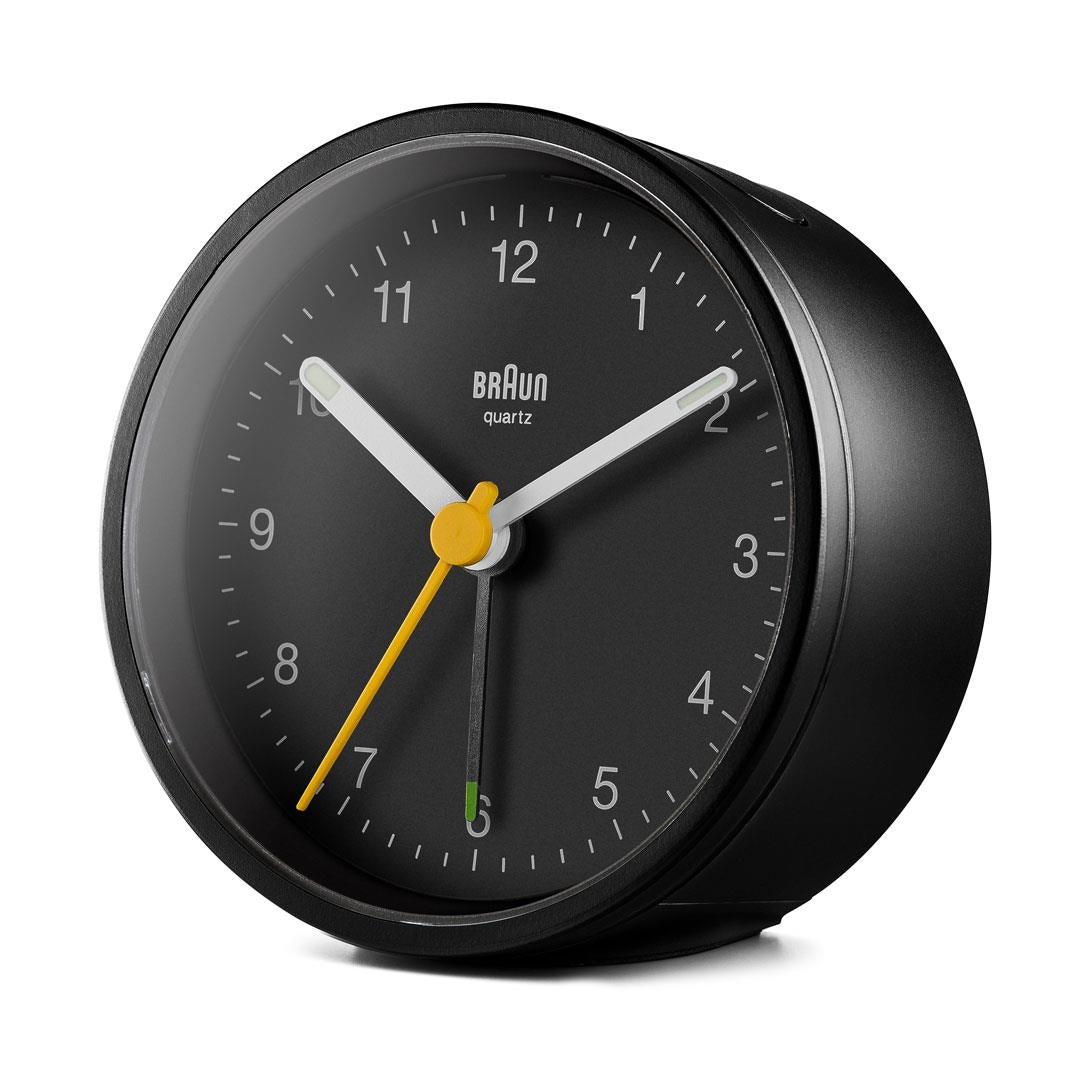 Braun Wekker Analoog BC12B│Zwart│voorkant schuin links