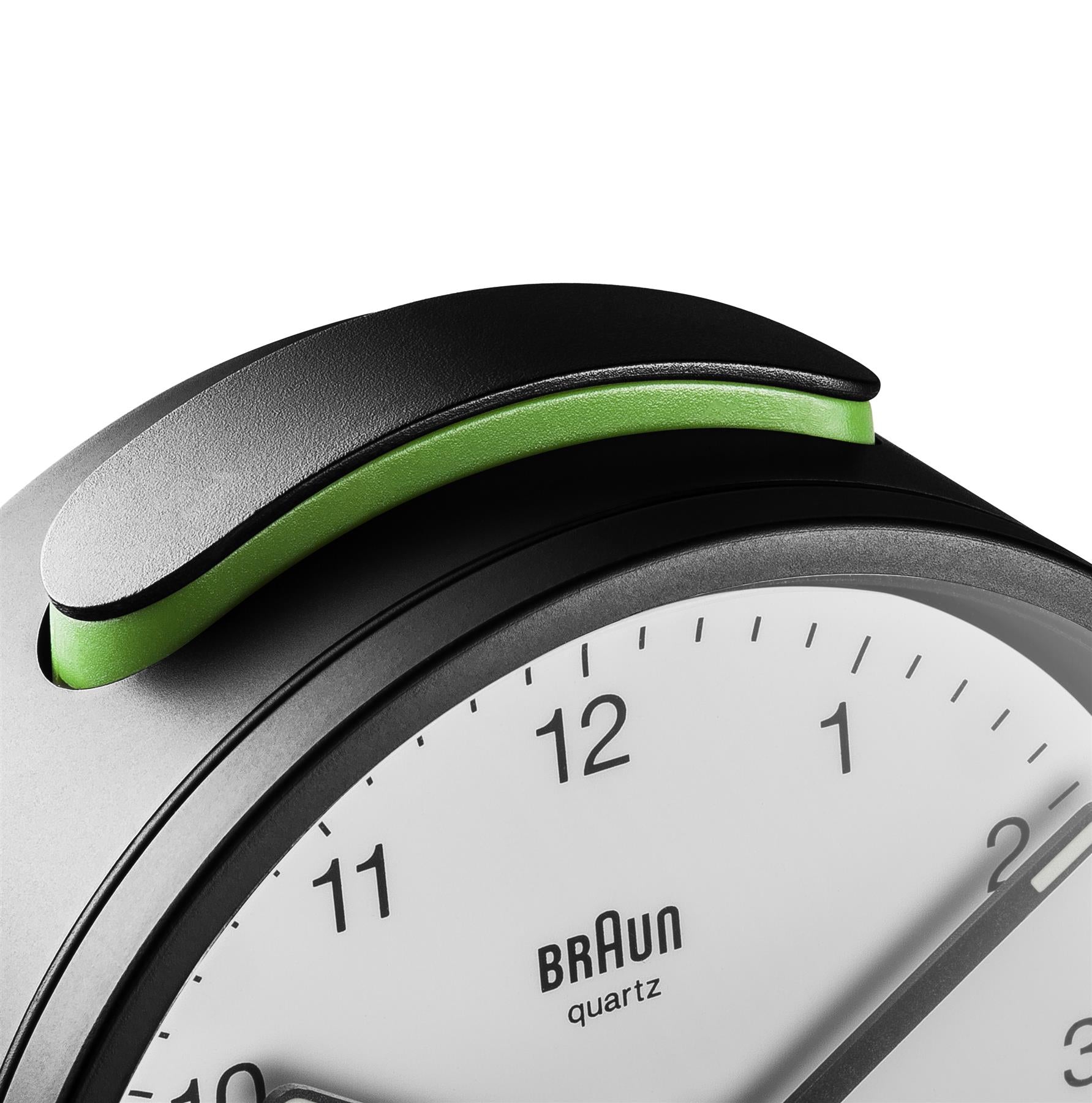 Braun Wekker Analoog BC12BW│Zwart&Wit│detail alarmknop