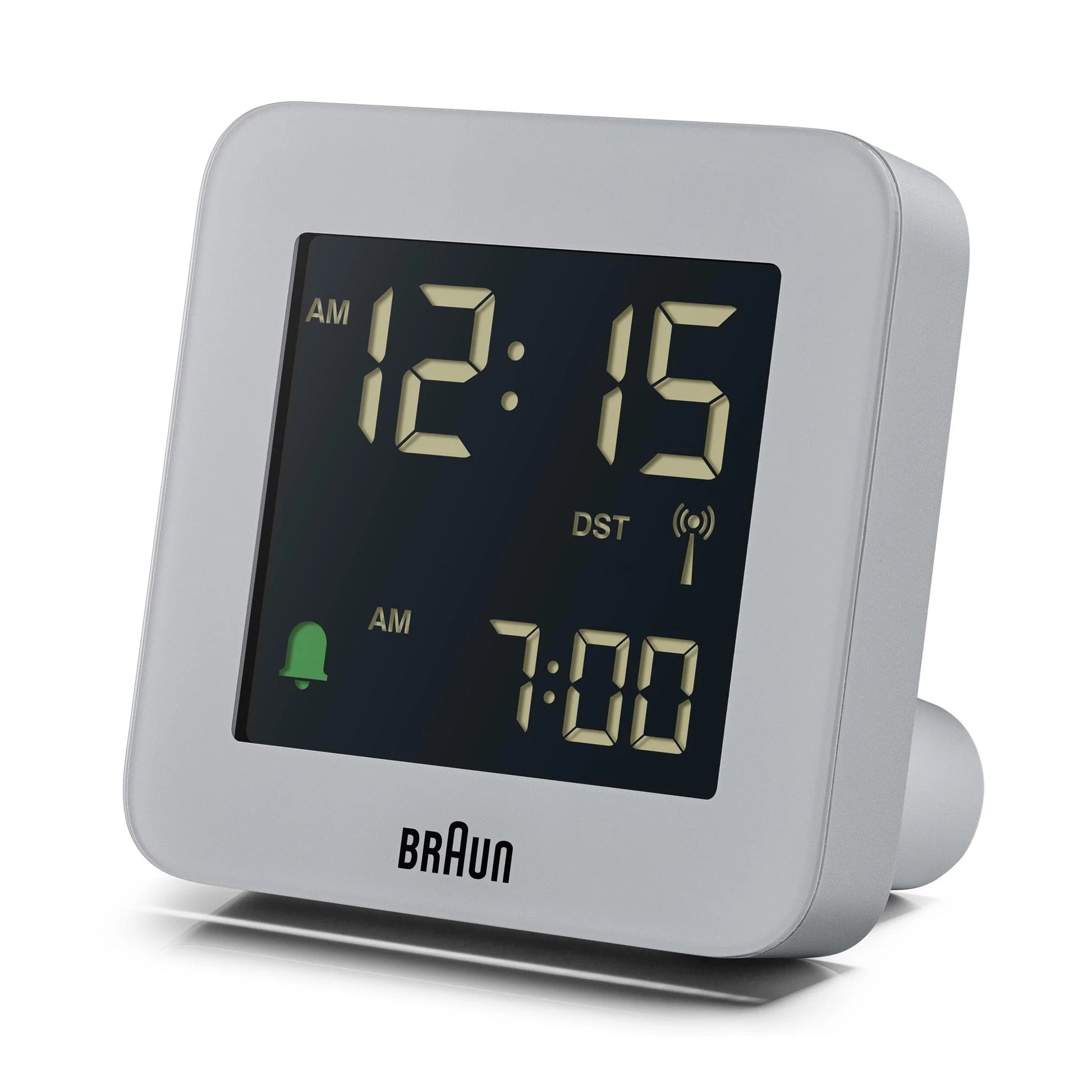 Braun Wekker Digitaal BC09G-DCF│Grijs│Radiogestuurd│voorkant schuin links zonder verlichting