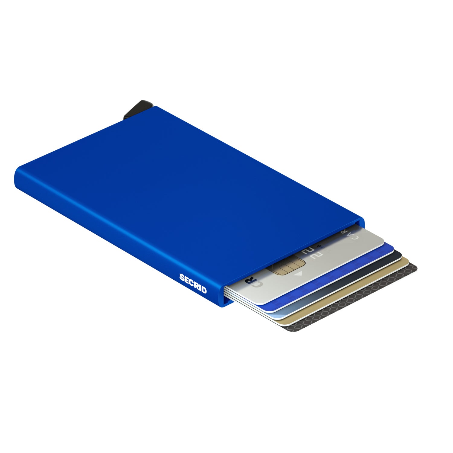 Secrid Cardprotector│art. C-BLUE│Pasjeshouder│bovenaanzicht met betaalkaarten