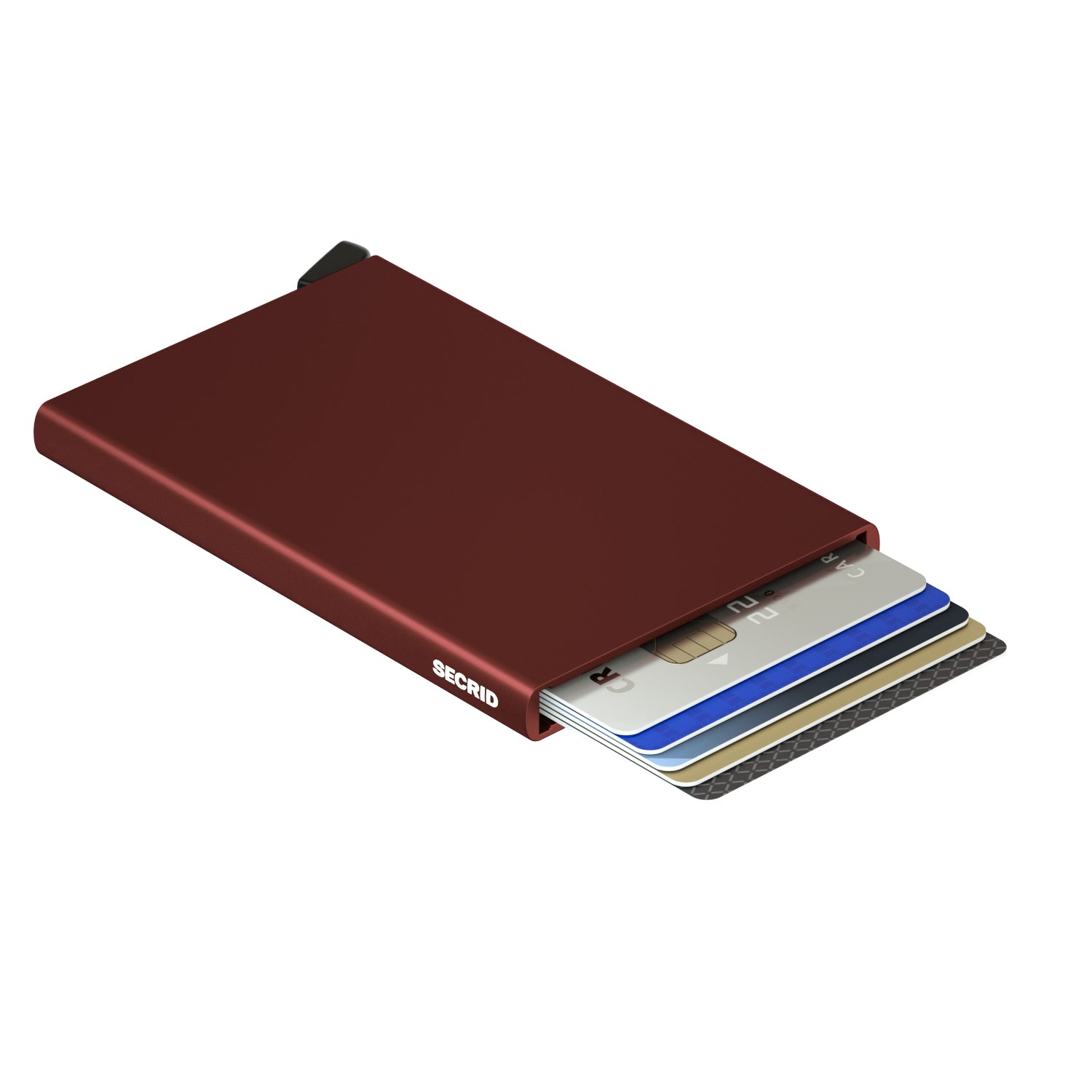 Secrid Cardprotector│art. C-BORDEAUX│ Pasjeshouder│ boven aanzicht met kaarten