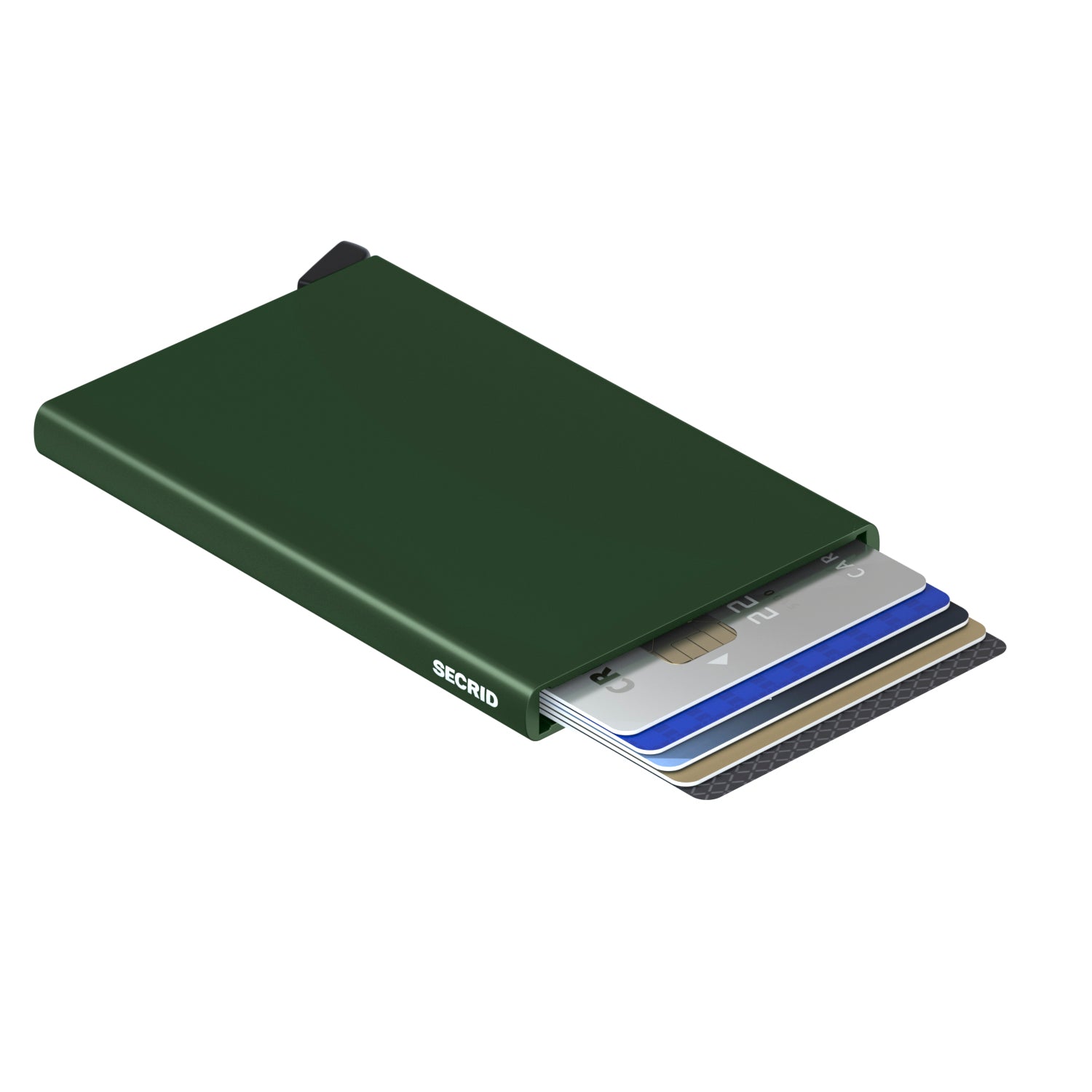 Secrid Cardprotector│art. C-GREEN│Pasjeshouder│bovenaanzicht met betaalkaarten