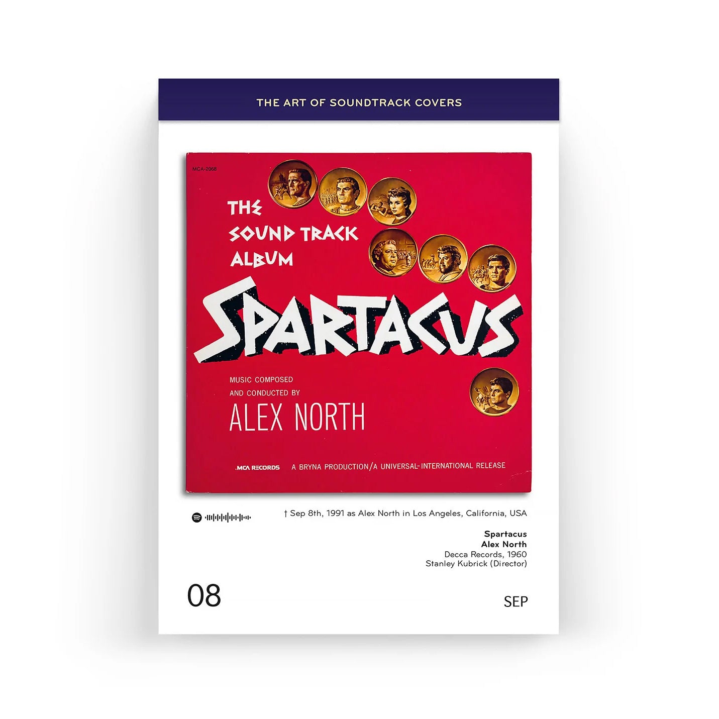 Scheurkalender the Art of Soundtrack Covers│Platenhoezen van filmklassiekers│art. CA-SOUNDTRACK│cover van Spartacus