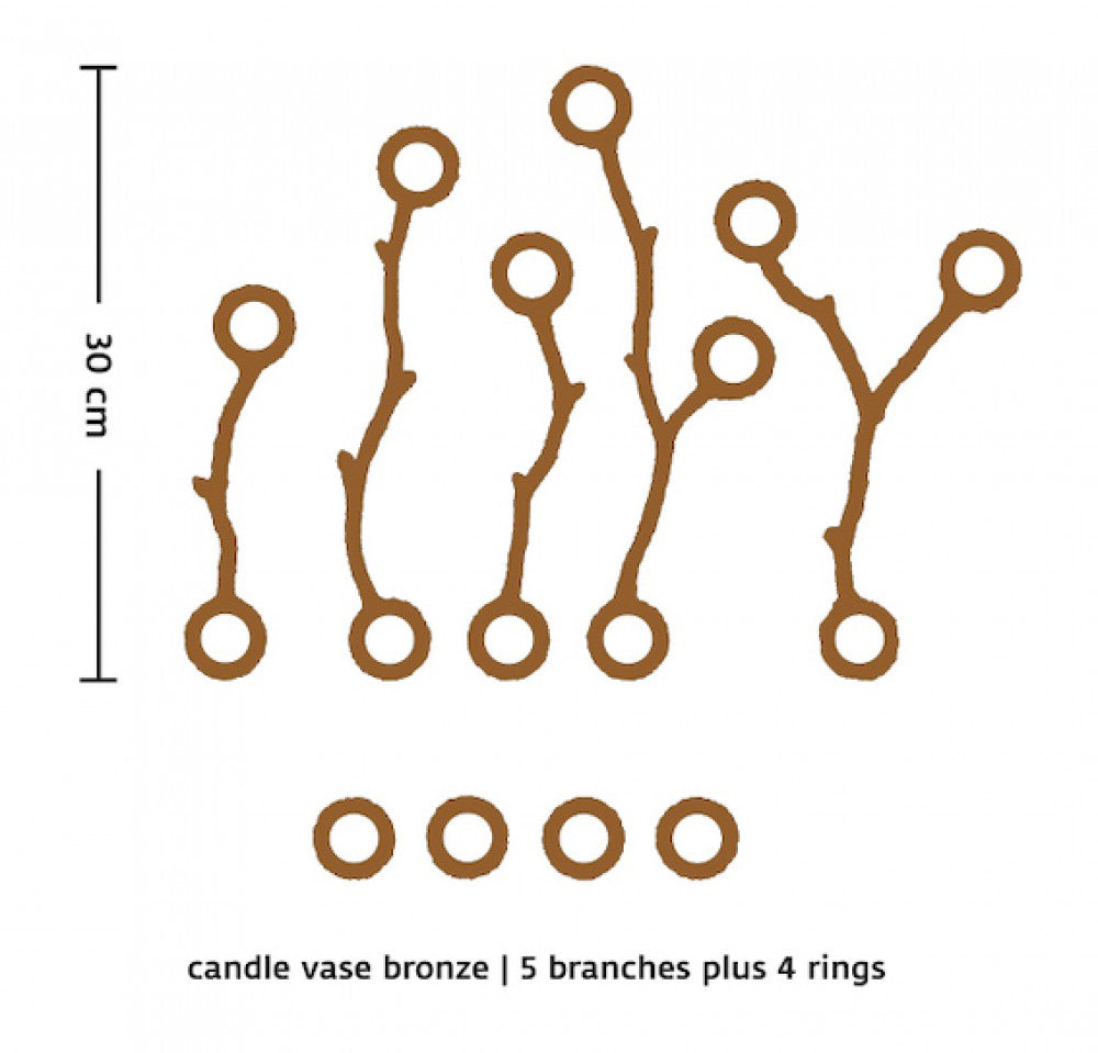 Candle Vase set 5 Bronze│René Knip voor Thomas Eyck│afbeedling inhoud