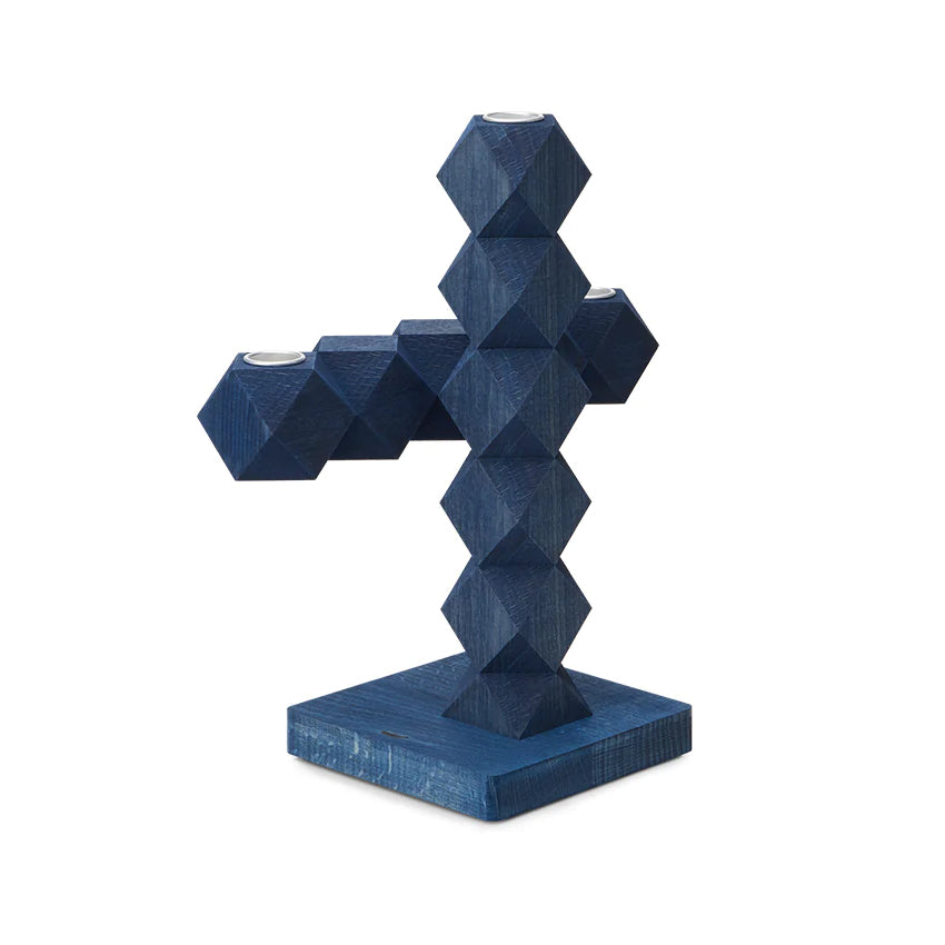 Clean Cut Kandelaar 3 Blauw│Bertjan Pot│Buro Berger│art. BJ001-03│achterkant schuin zonder kaarsen