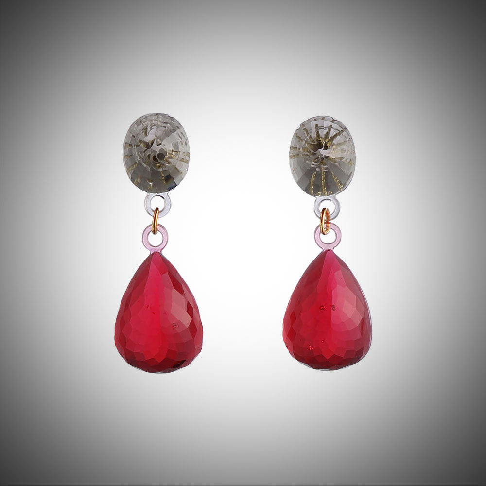 Crown Doppio Earrings Red│Corsari Jewels│Oorbellen rood│foto met vignet