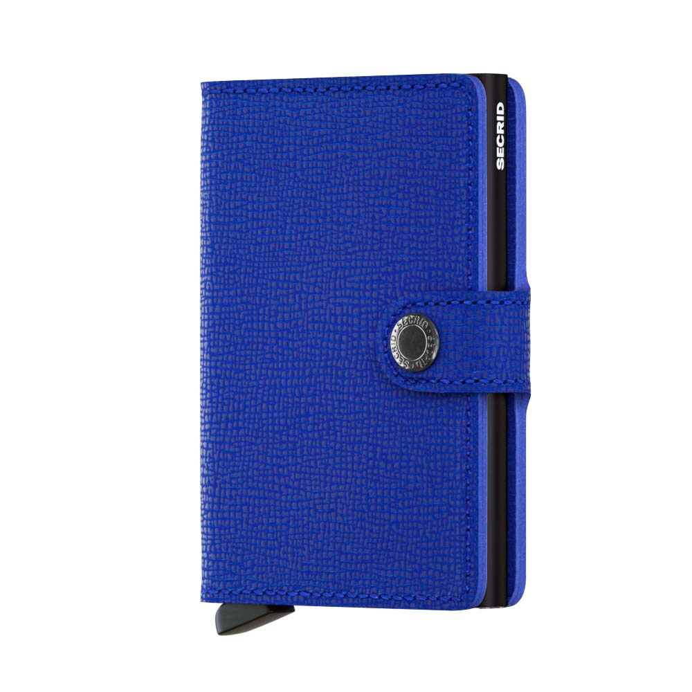 Secrid Miniwallet Crisple│art. MC-BLUE-BLACK│Pasjeshouder en Portemonnee│voorkant met witte achtergrond