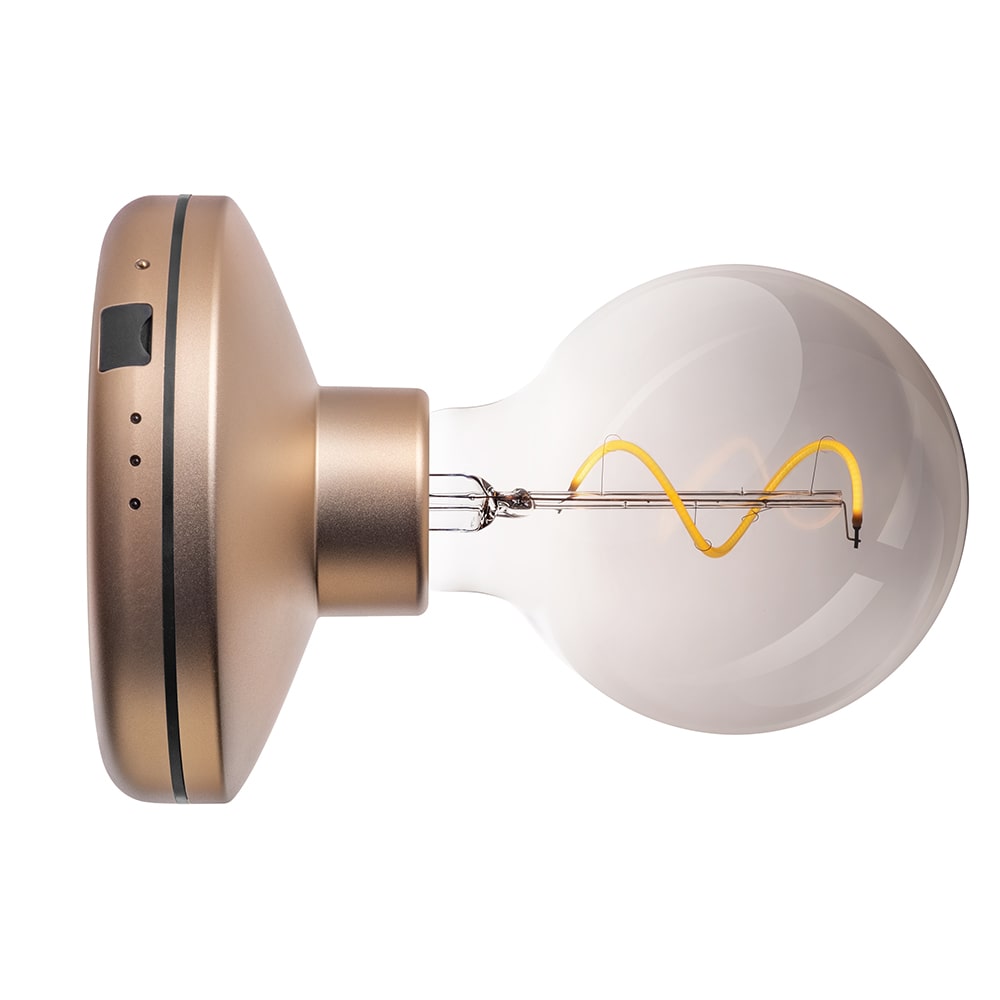 Humble Bee Oplaadbare Wandlamp Gold Smoked│Smart Verlichting│art. HUMWL00103│zijkant me licht uit