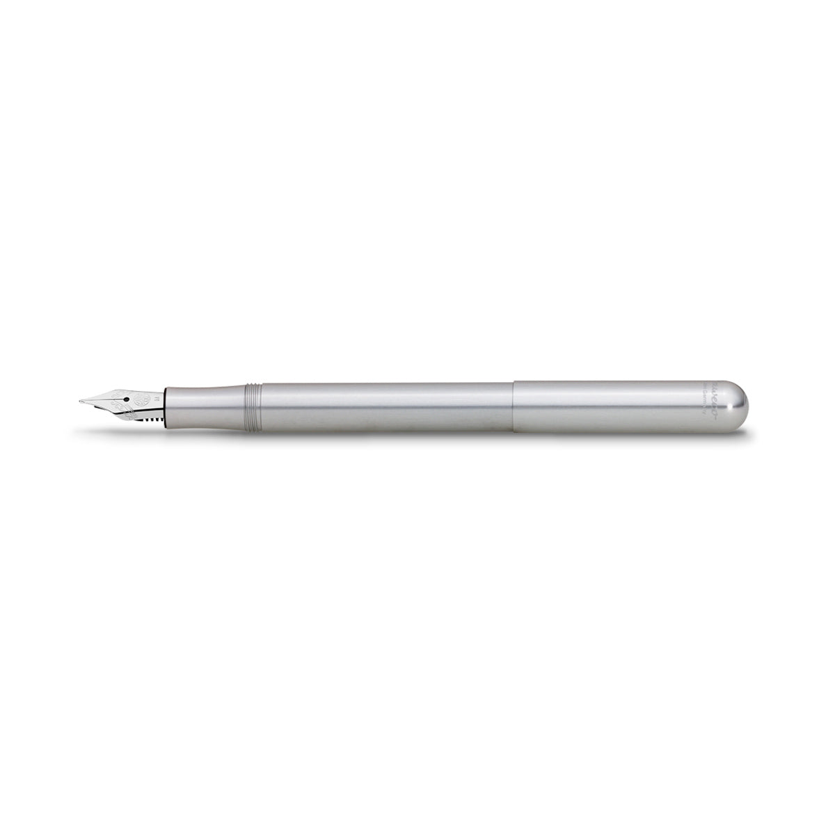 Kaweco LILIPUT Vulpen Zilver│Aluminium│art. 1510152│liggend met dop op houder