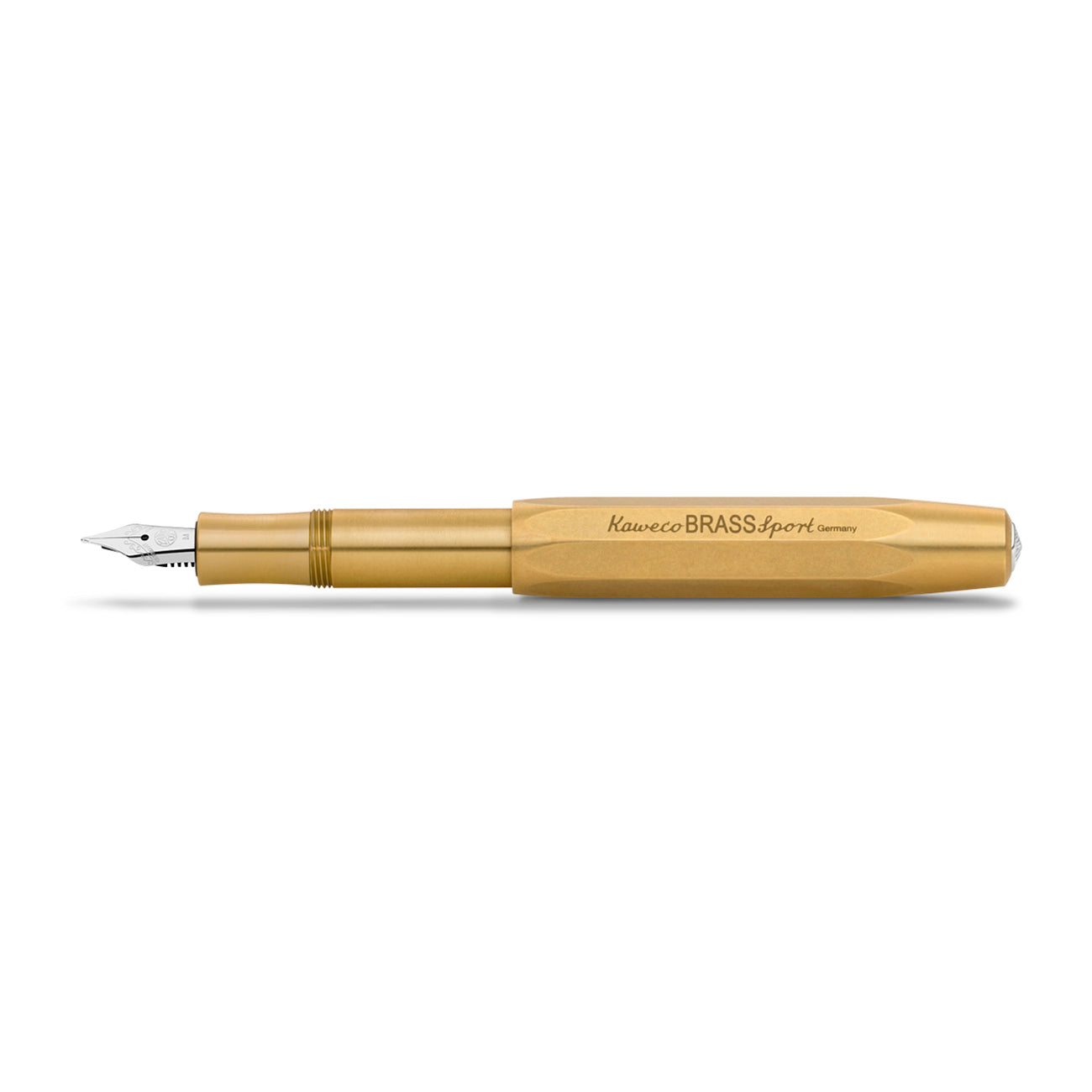 Kaweco Brass Sport Vulpen│Messing│art. 1510918│Liggend met dop op achterzijde