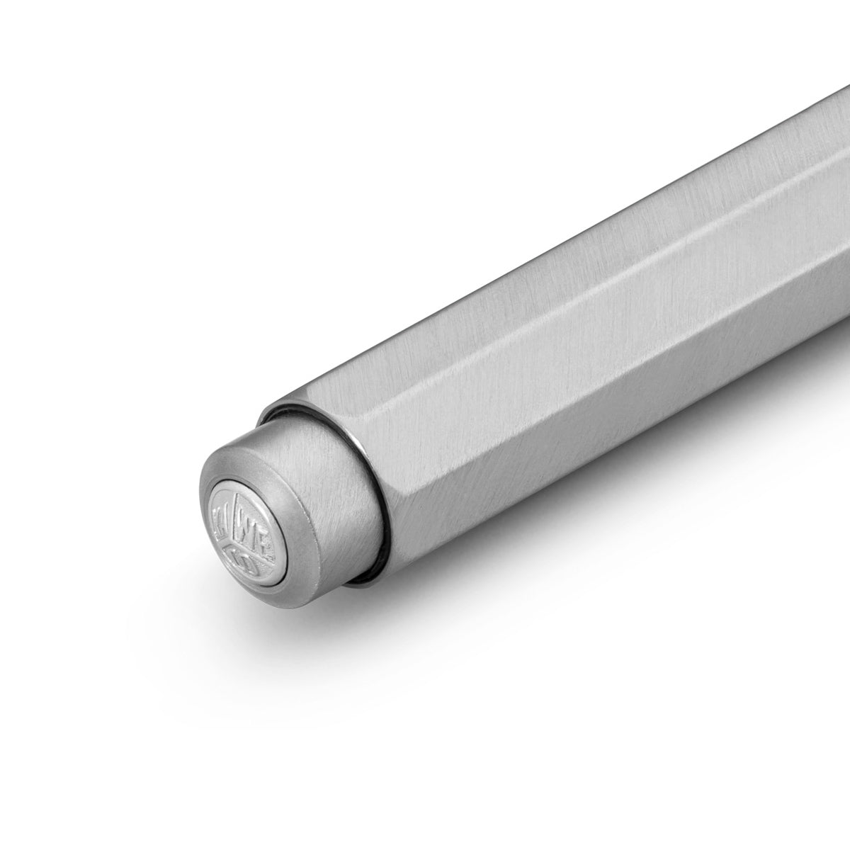 Kaweco Steel Sport Balpen│RVS│art. 1511404│detail logo drukknop