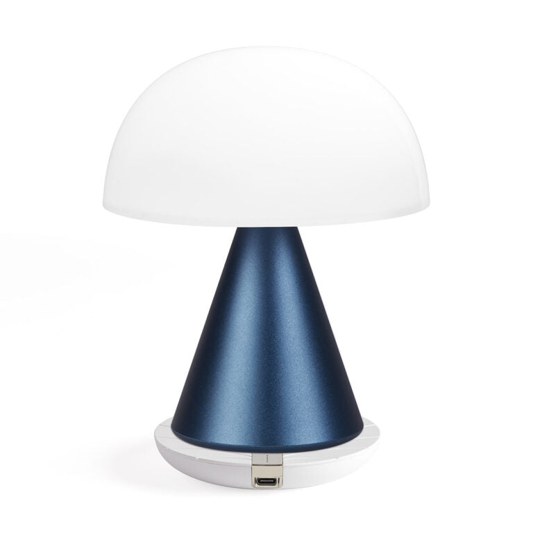 Lexon Mina large Oplaadbare Tafellamp Donkerblauw│LH65MDB│op draadloze oplader