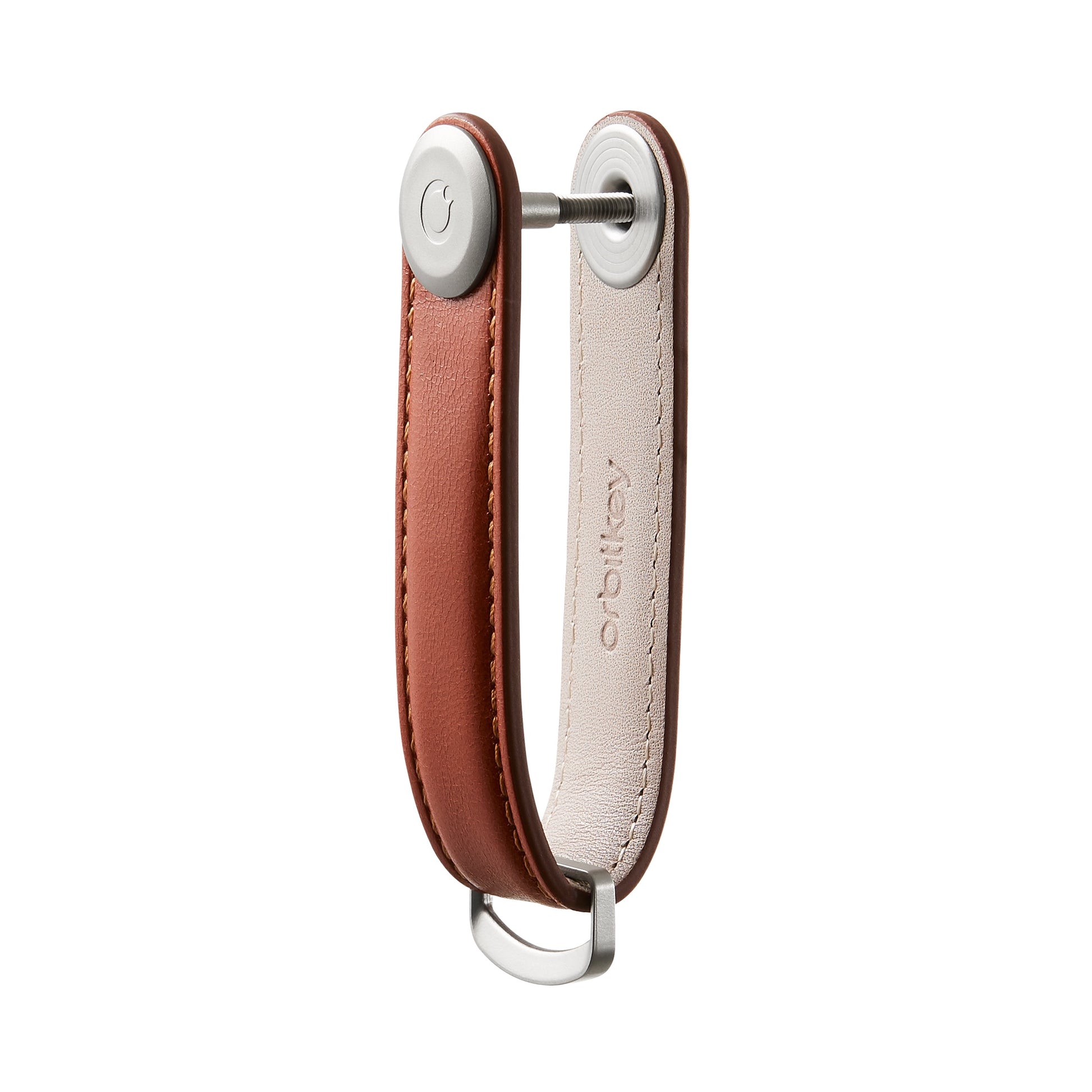 Key Organizer Orbitkey│Premium Leather Cognac Tan│art. LTHO-2-CGTN│sleutelhanger leer voorkant schuin zonder sleutels