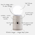 Original Lamp Wit│Lund London│Oplaadbare Tafellamp│art. 7478│afbeelding diverse functies