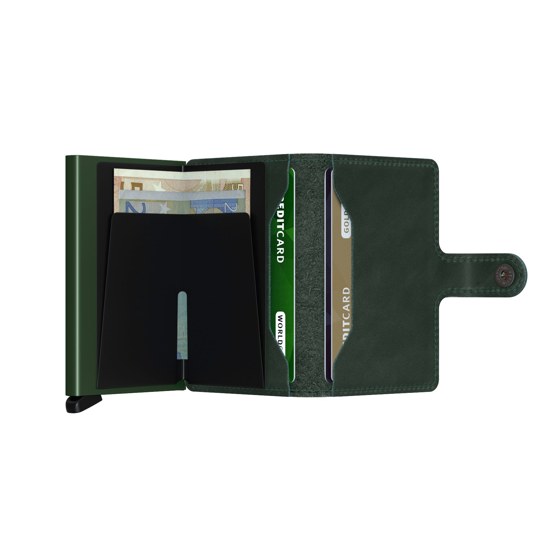 Secrid Miniwallet Original│art. M-GREEN│Pasjeshouder en Portemonnee│geopend met contant geld