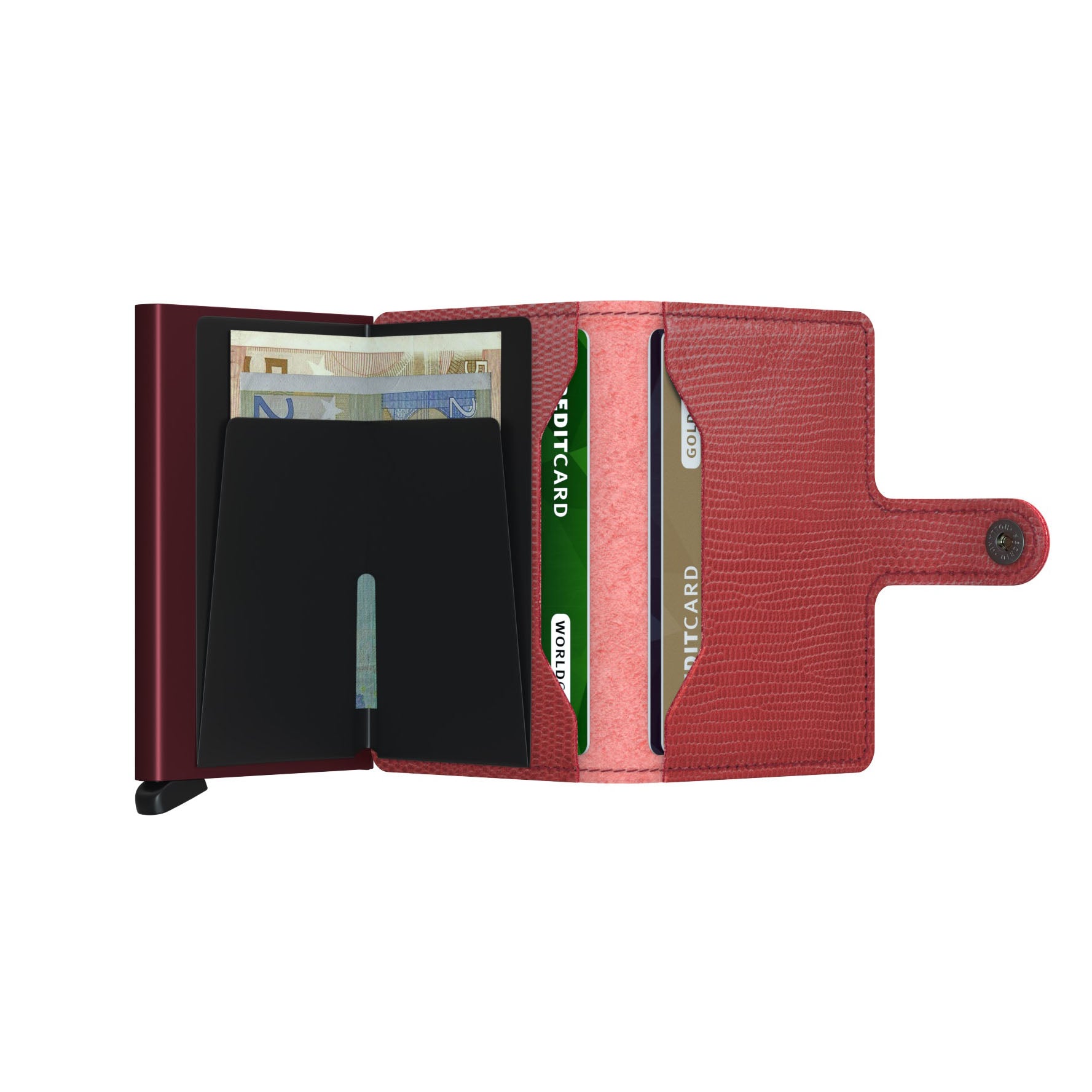 Secrid Miniwallet Rango Rood│Pasjeshouder en Portemonnee│art. MRA-RED-BORDEAUX│open met contant geld
