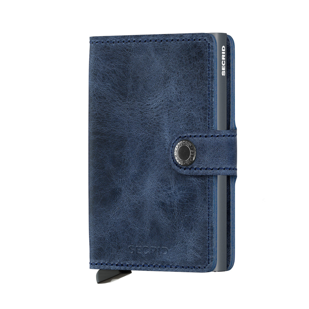 Secrid Miniwallet Vintage Blauw│Pasjeshouder en Portemonnee│art. MV-BLUE│voorkant witte achtergrond