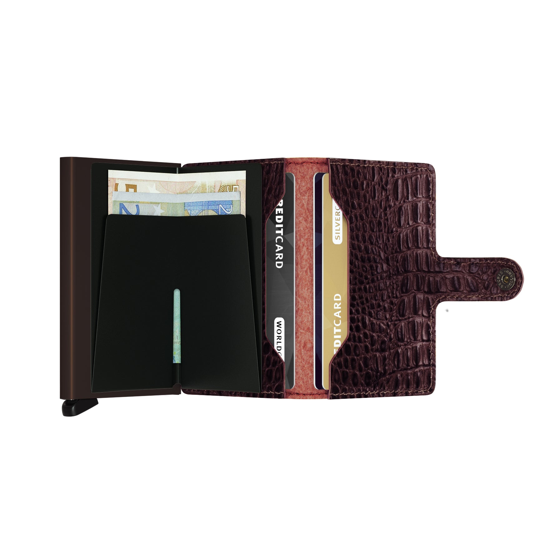 Secrid Miniwallet Nile│art. MN-BROWN│Pasjeshouder en Portemonnee│open met contant geld