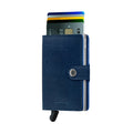Secrid Miniwallet Rango│art. MRA-BLUE&TITANIUM│pasjeshouder│voorkant met uitgeschoven pasjes en clip