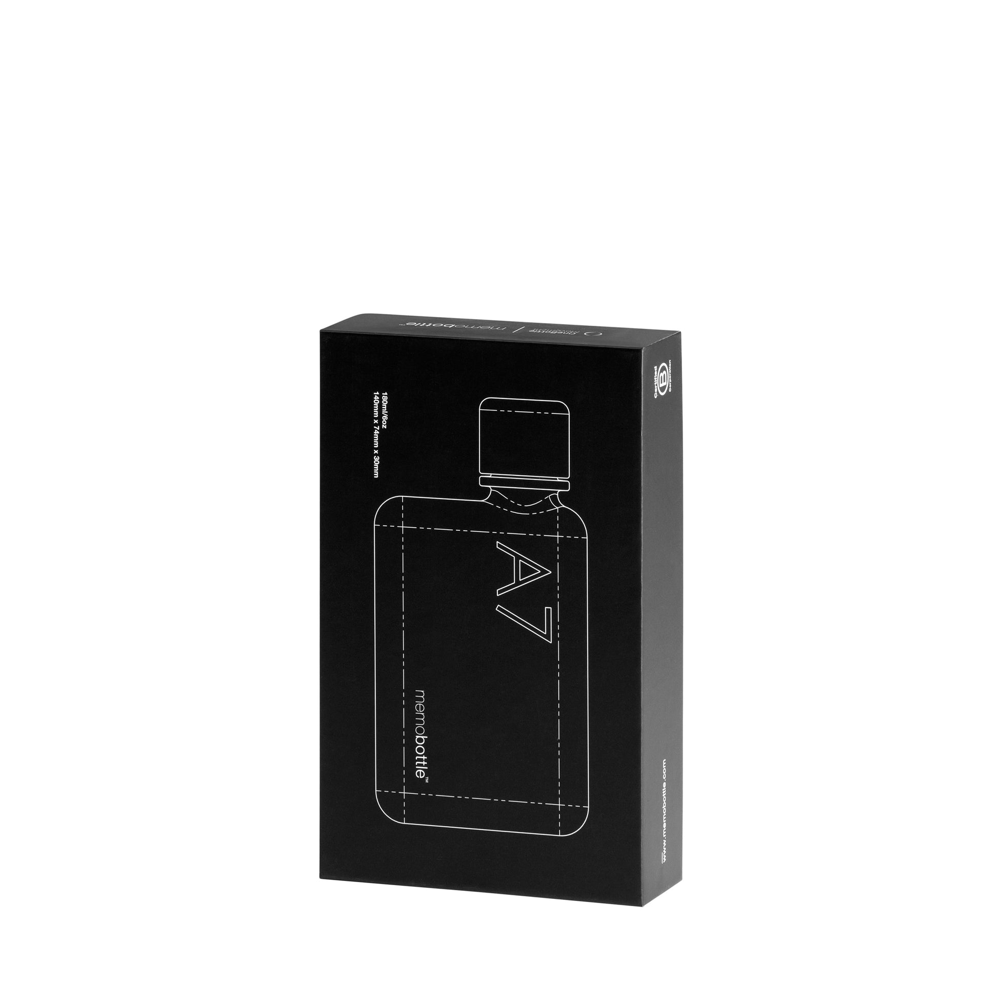 Memobottle A7│Platte Waterfles 180ml│art. M005R│verpakking