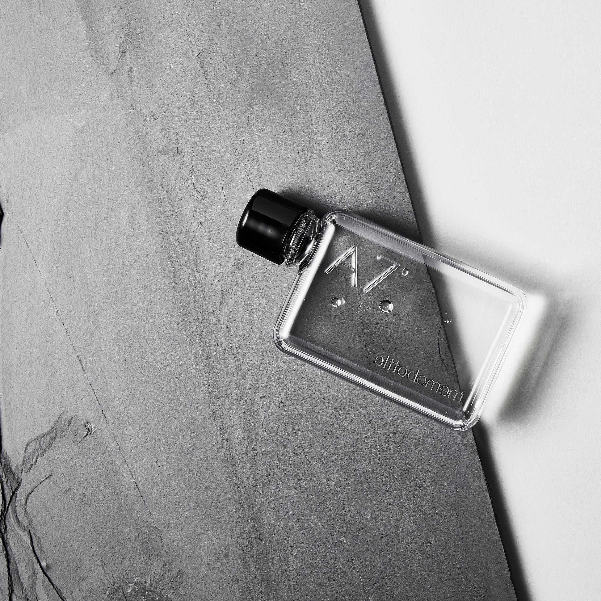 Memobottle A7│Platte Waterfles 180ml│foto op leisteen