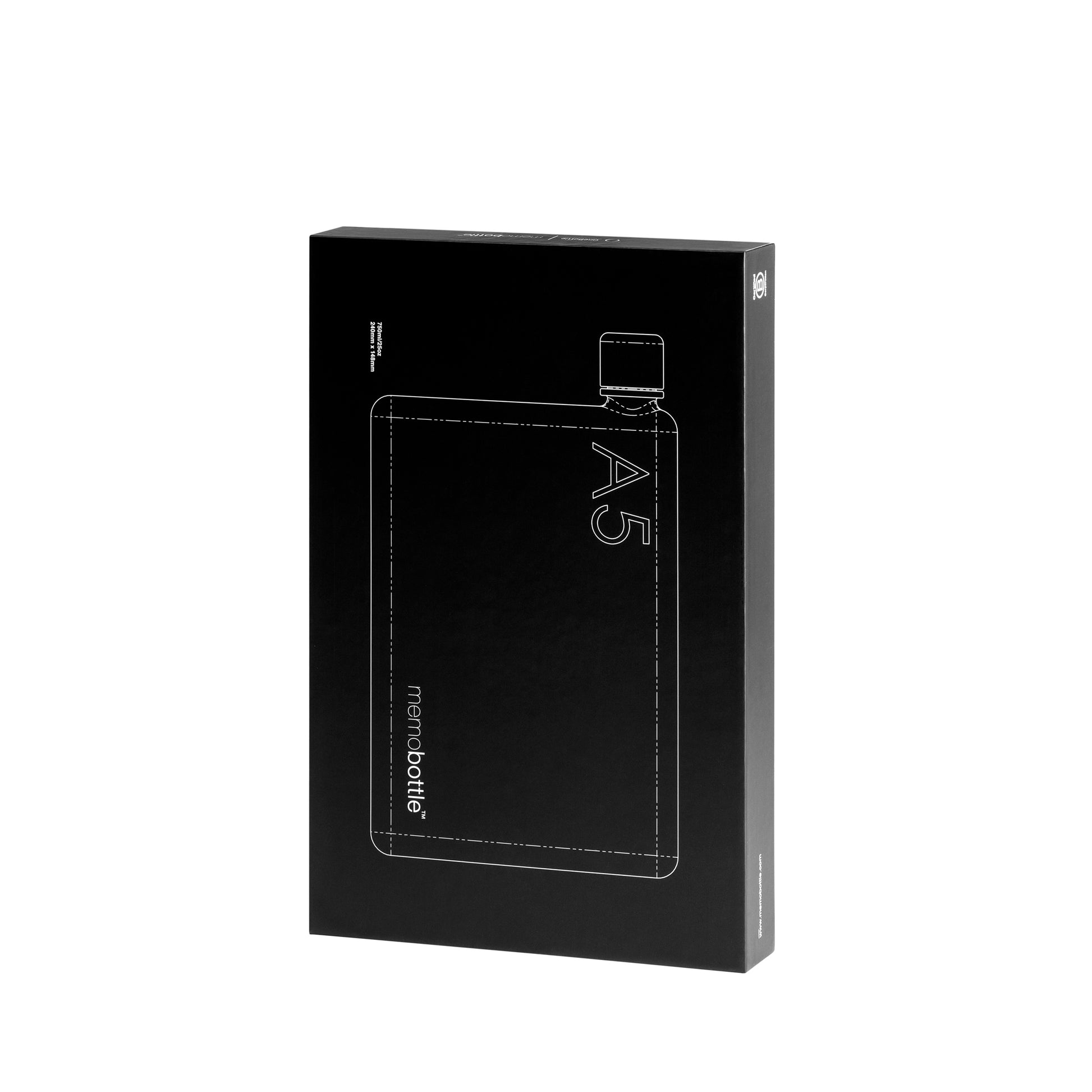 Memobottle A5│Platte Waterfles 750 ml│verpakking