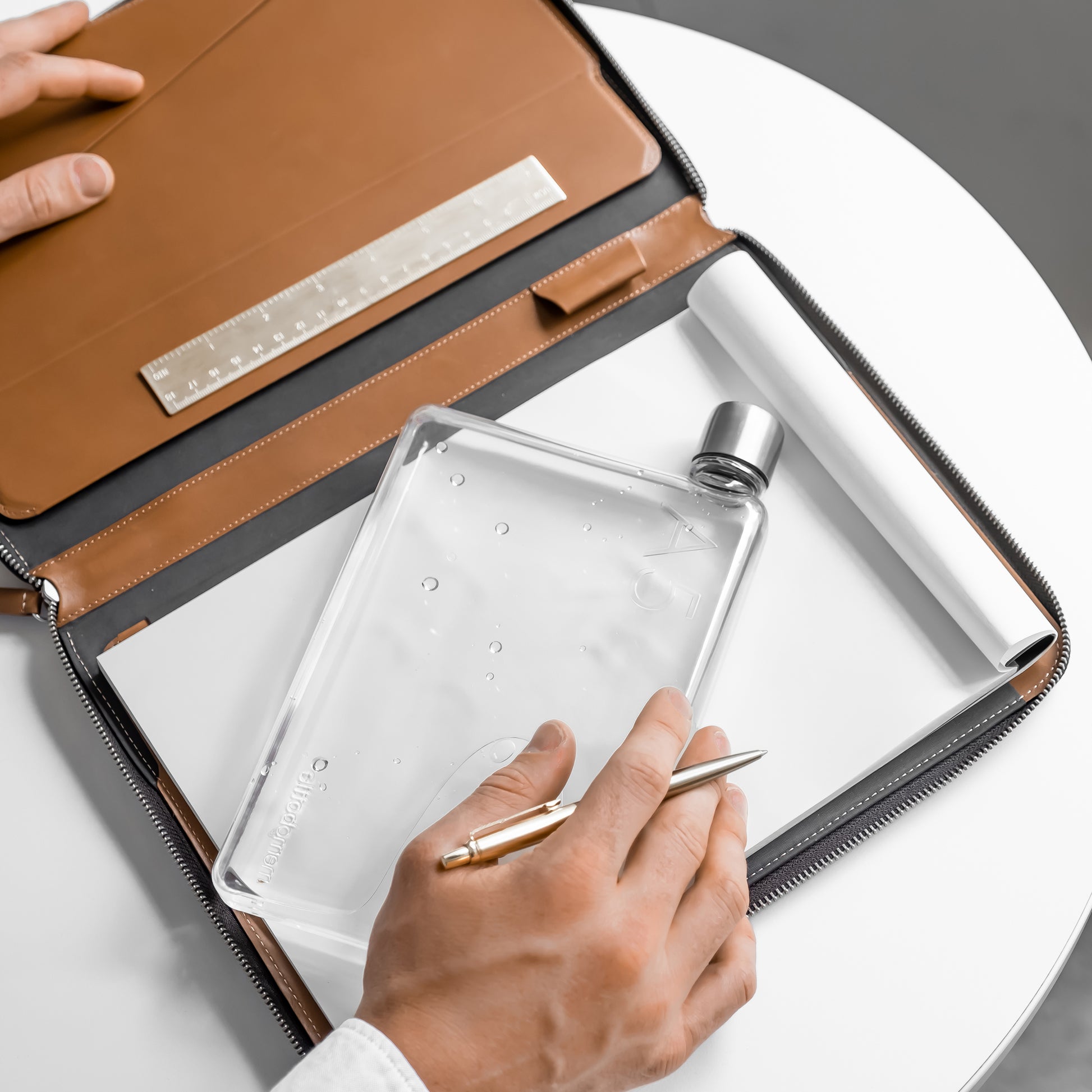 Memobottle A5│Platte Waterfles 750 ml│foto op schrijfblok