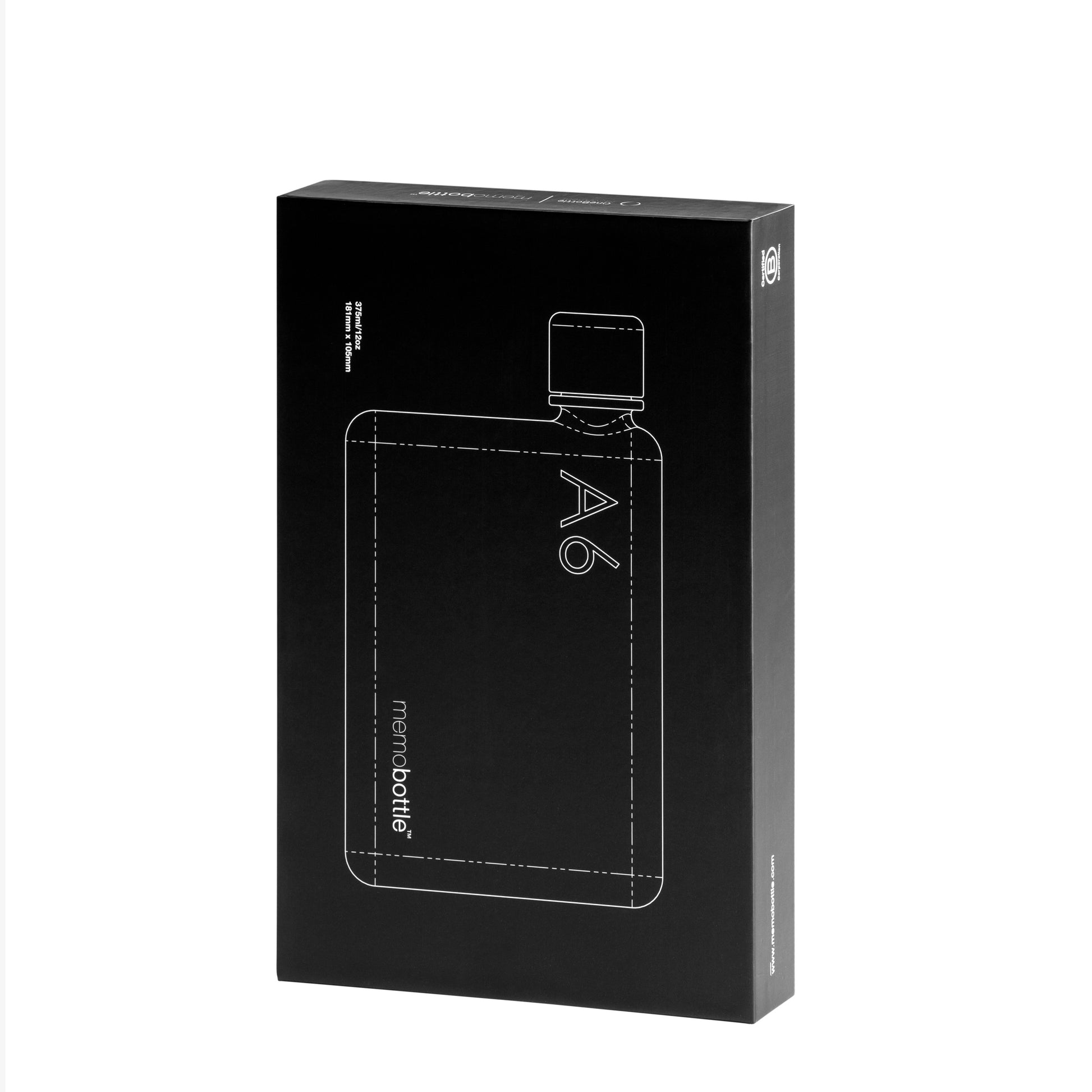 Memobottle A6│Platte Waterfles 375 ml│verpakking