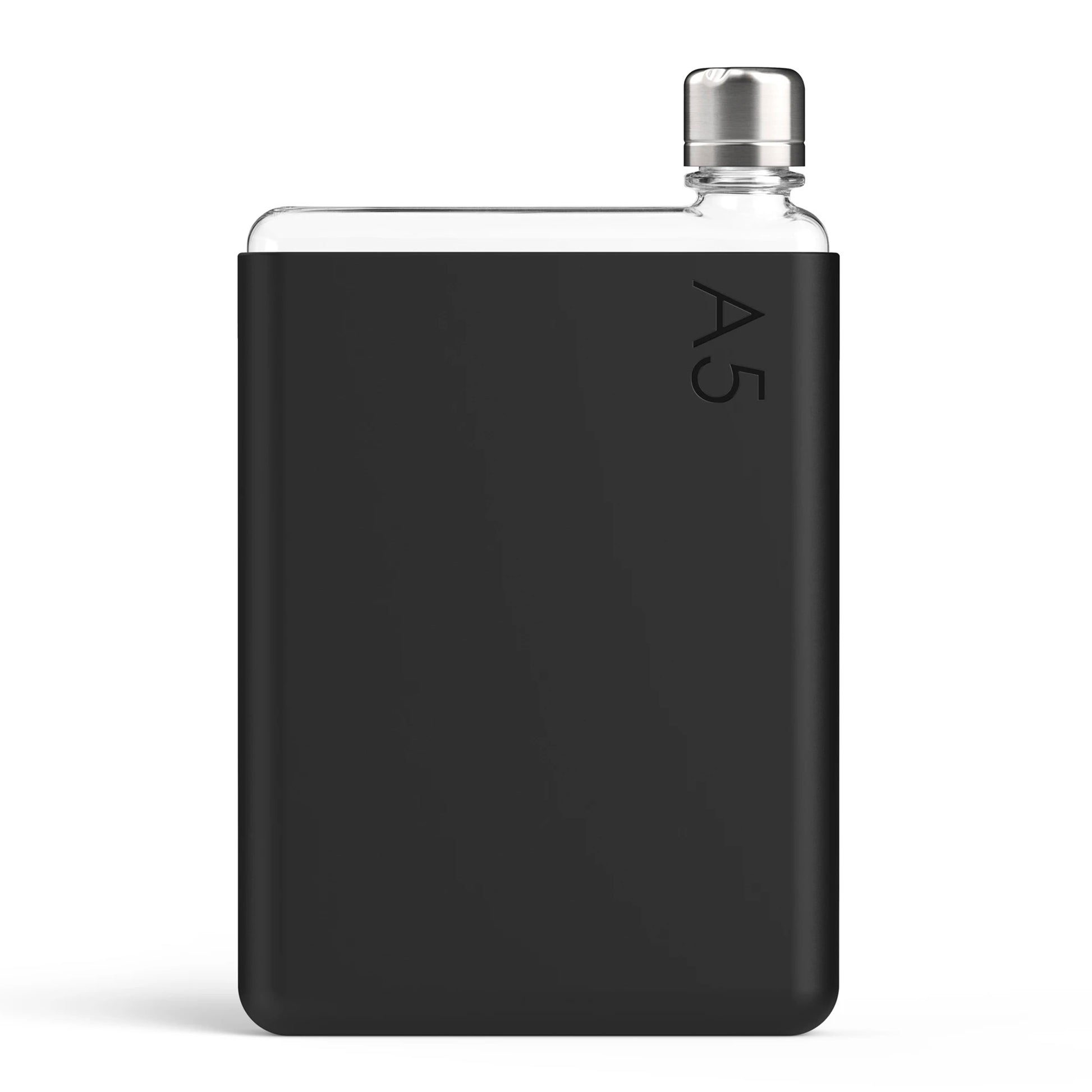 Memobottle Silicone Sleeve A5 Black Ink│Drinkfles│foto voorkant met fles