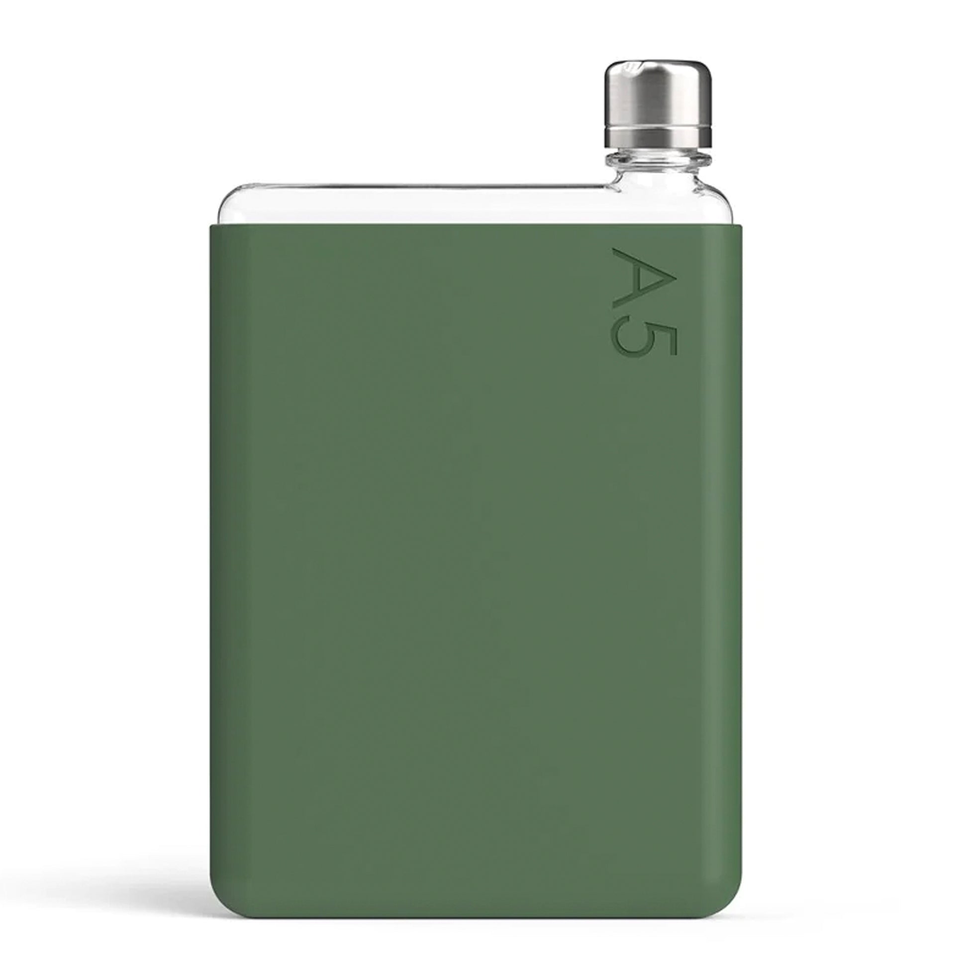 Memobottle Silicone Sleeve A5 Moss Green│Drinkfles│foto voorkant met fles