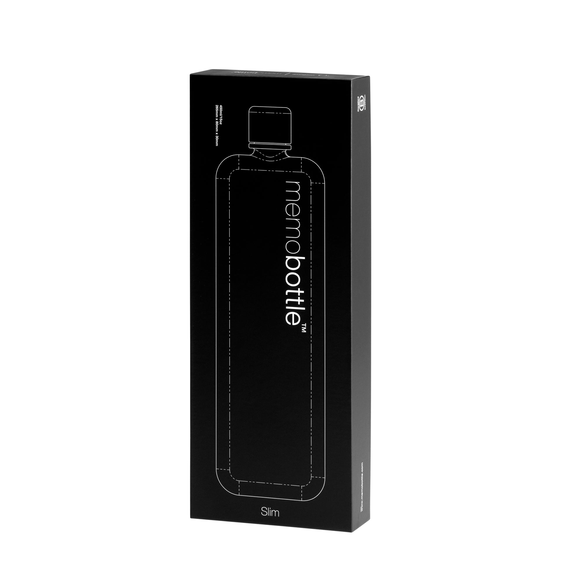 Memobottle Slim│Platte Waterfles 450ml│verpakking