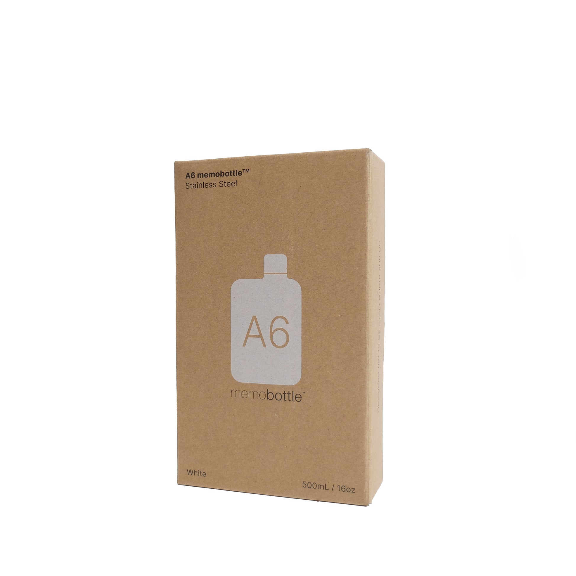Memobottle Stainless Staal A6 Wit│Drinkfles│foto verpakking