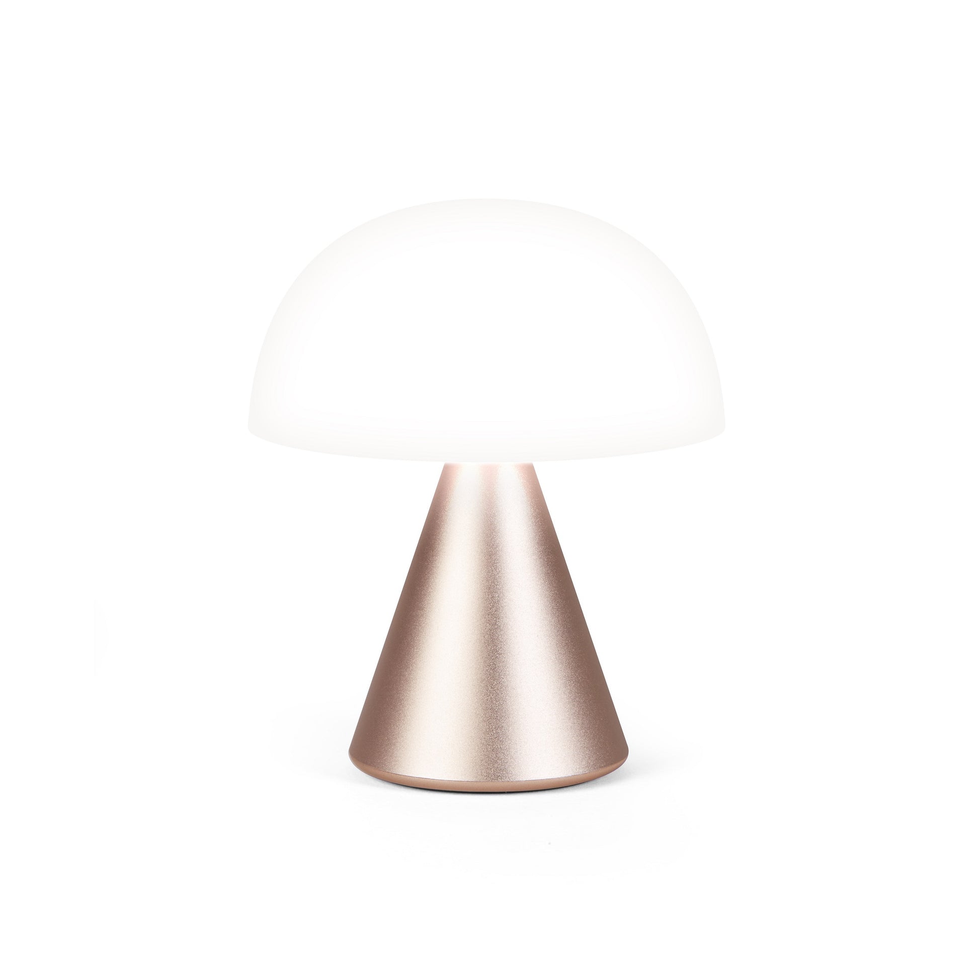 Lexon Mina Goud│Oplaadbare LED-Lamp│art. LH64MD│vooraanzicht met wit licht aan