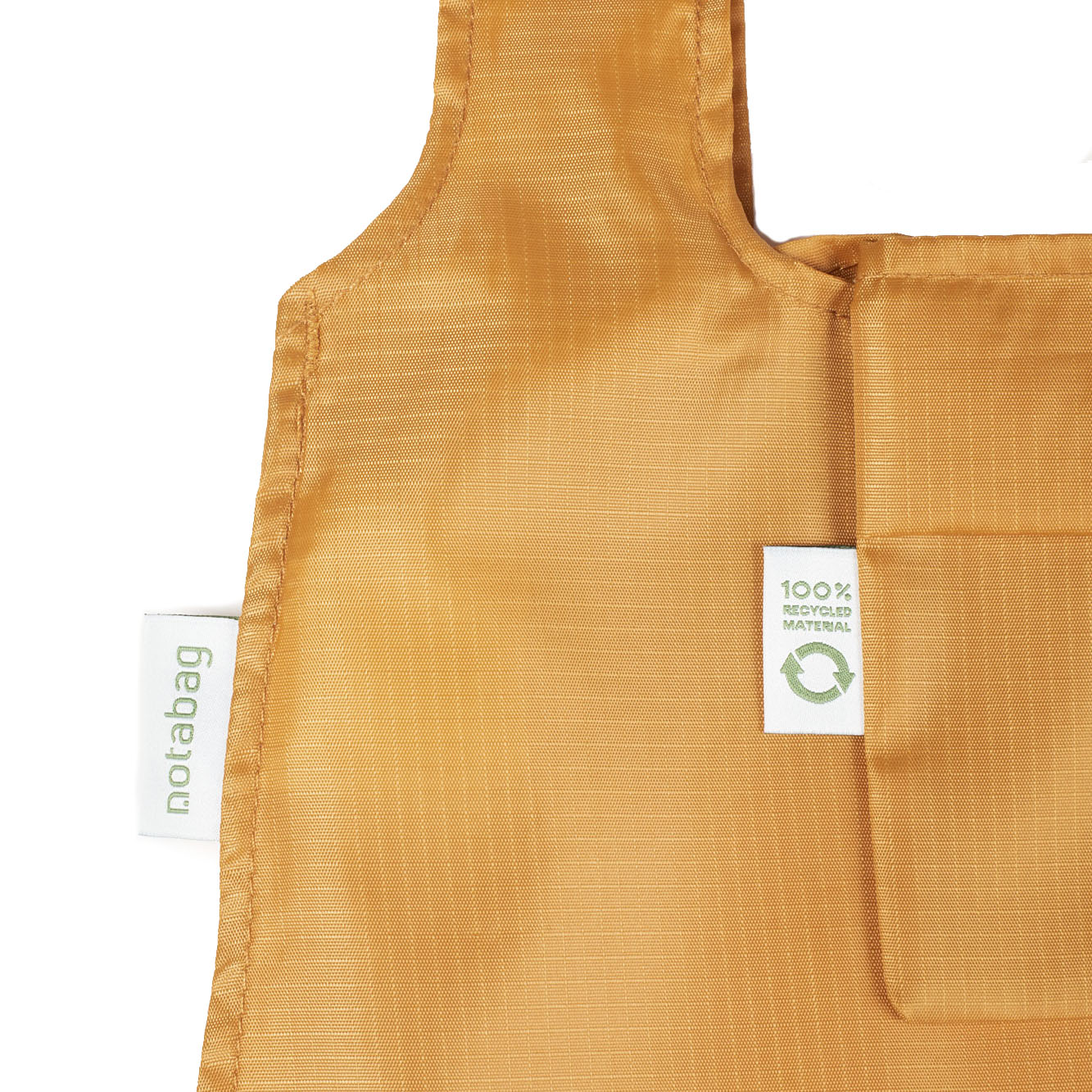Notabag Recycled Mosterd Geel│art. NB-RE-MD5│detail label materiaal