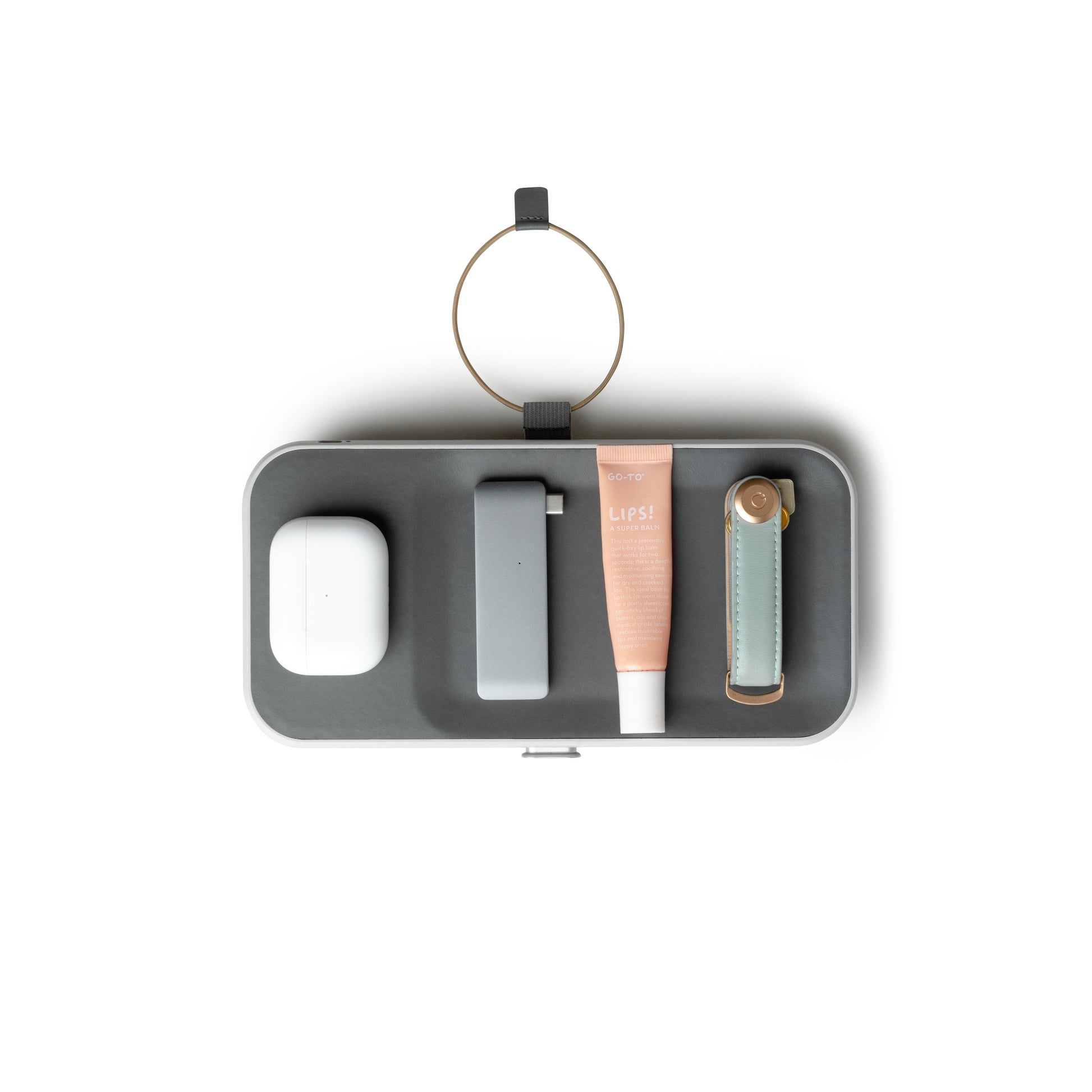 Orbitkey Nest Portable Organizer│Ash Grey│foto bovenkant gesloten met accessoires