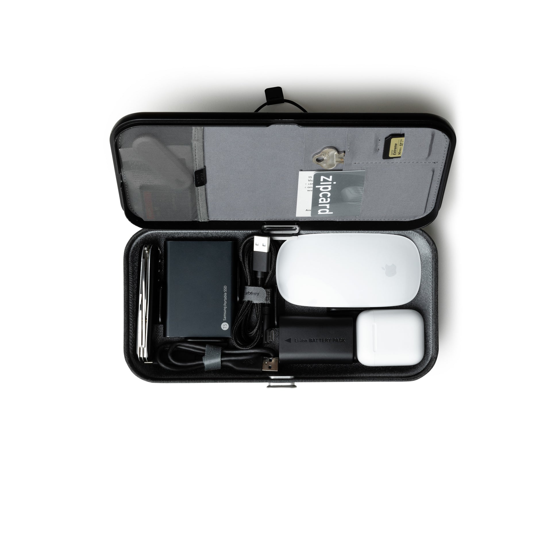Orbitkey Nest Portable Organizer│Black│foto bovenkant open gevuld